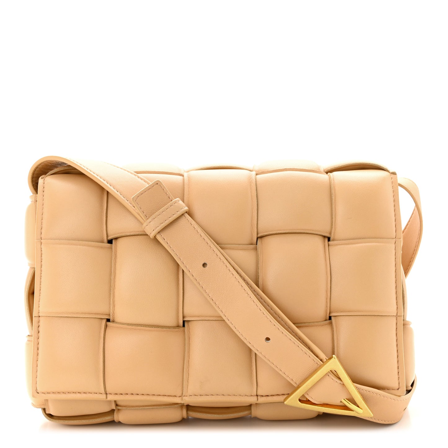 Nappa Maxi Intreccio Padded Cassette Crossbody Bag Almond