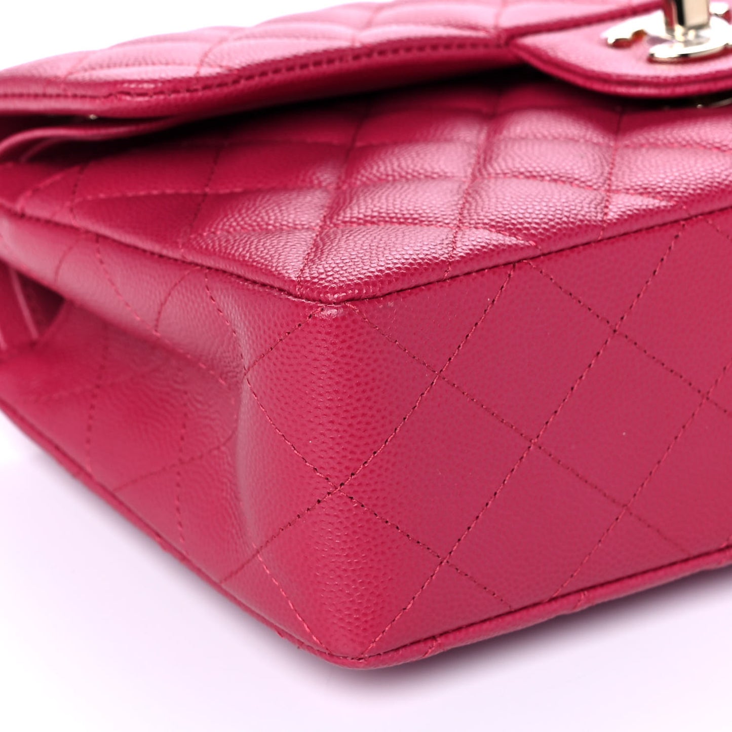 Caviar Quilted Small Double Flap Dark Pink
