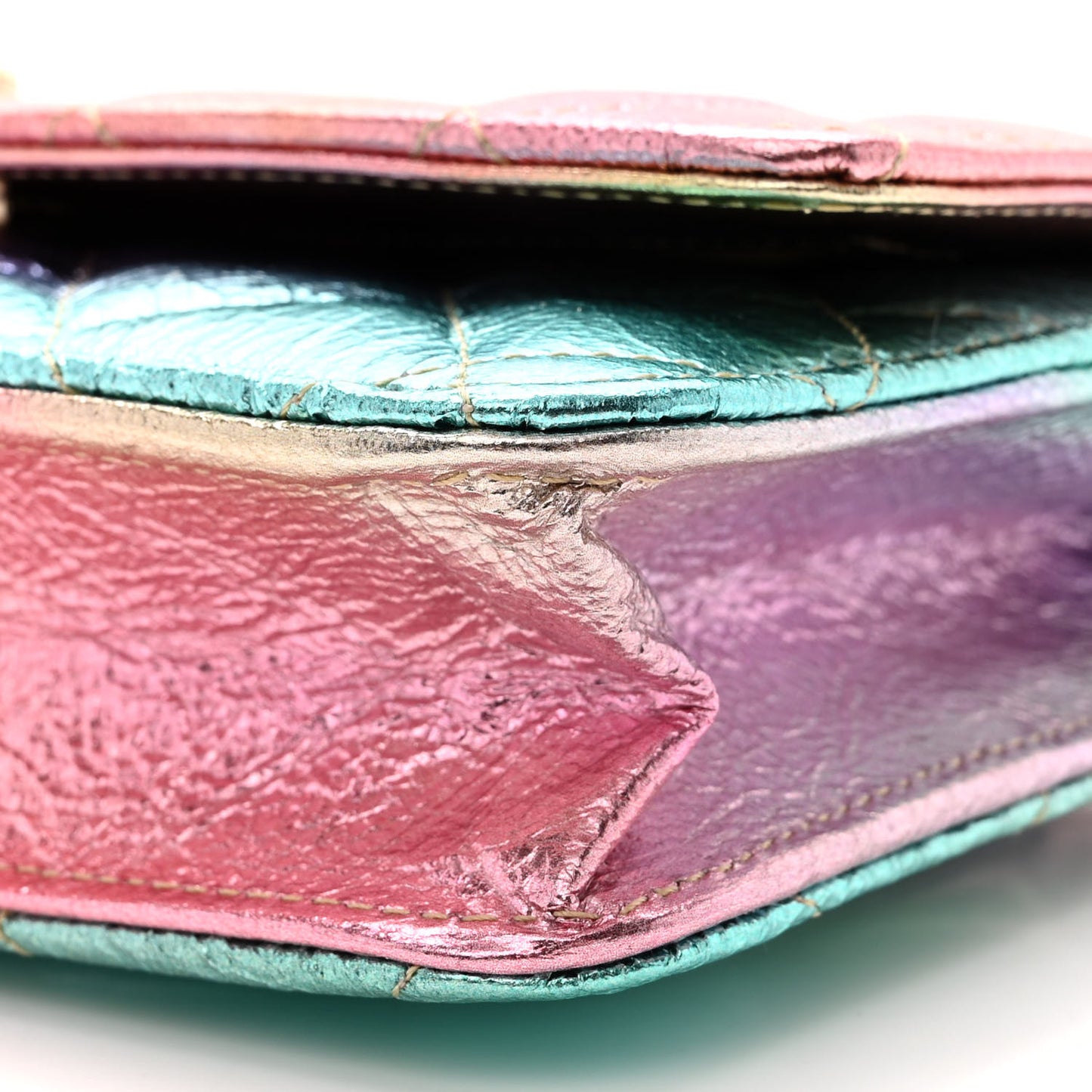 Metallic Goatskin Quilted 2.55 Reissue Wallet on Chain WOC Multicolor