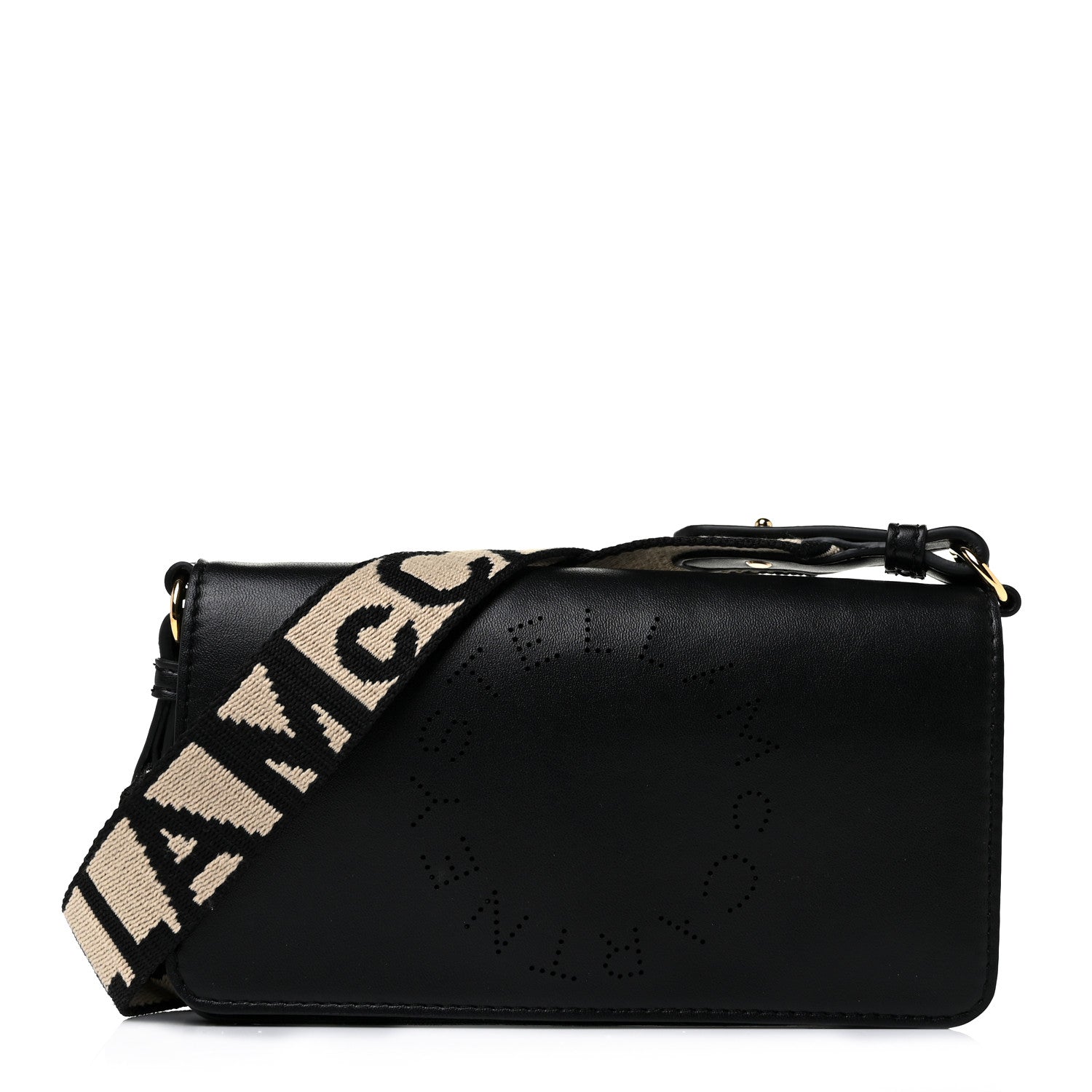 Stella McCartney Eco Alter Nappa Perforated Logo Mini Crossbody Bag Black 1 of 7