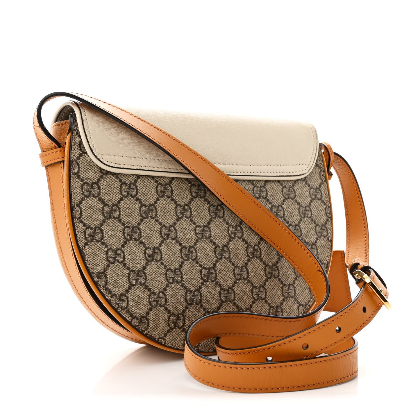 GG Supreme Monogram Calfskin Small Padlock Messenger Shoulder Bag Beige Mystic White Sun Oil