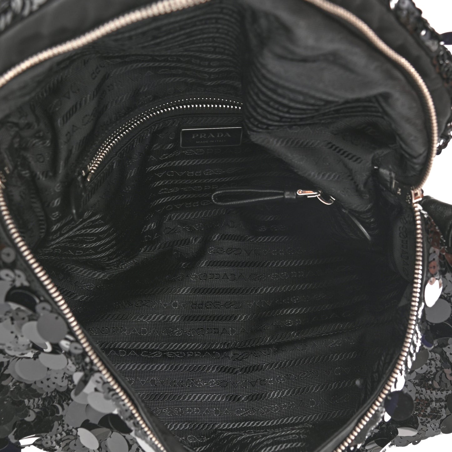 Paillettes Vitello Signaux Bag Black