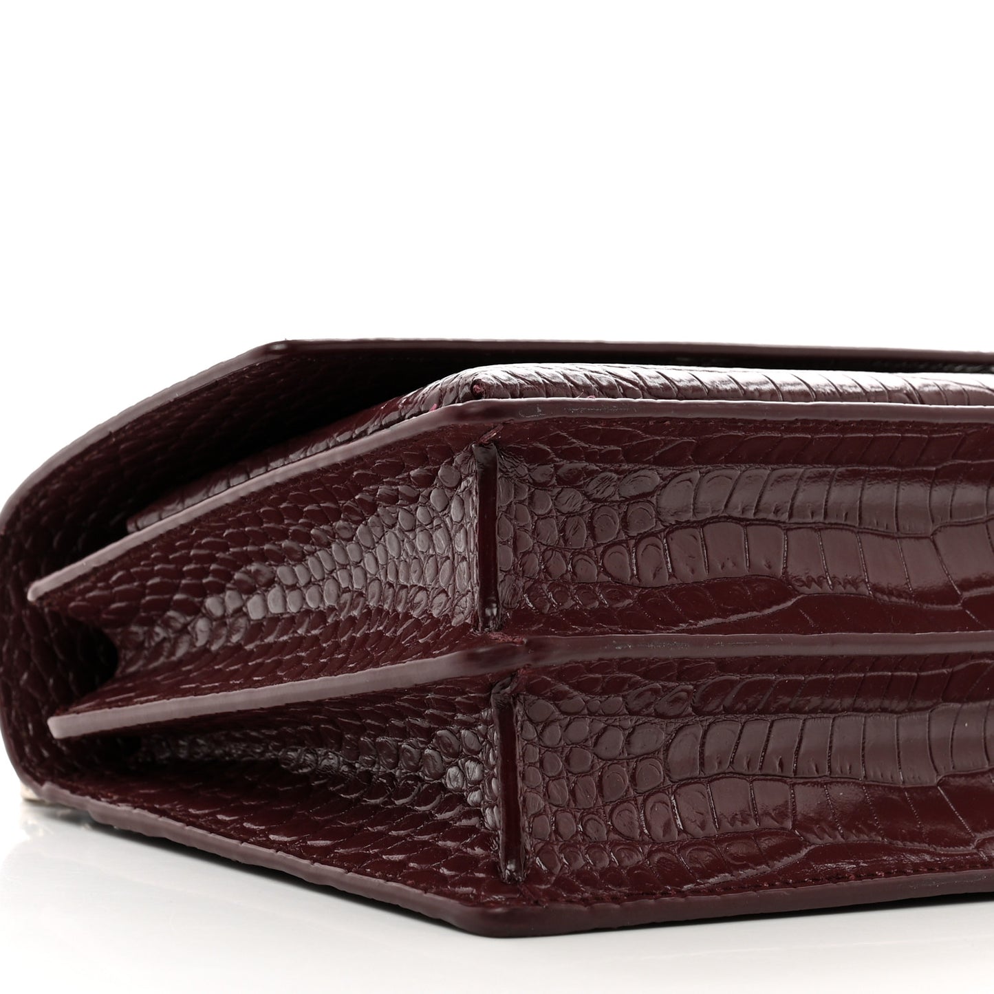 Calfskin Crocodile Embossed Medium Monogram Sunset Rouge Legion