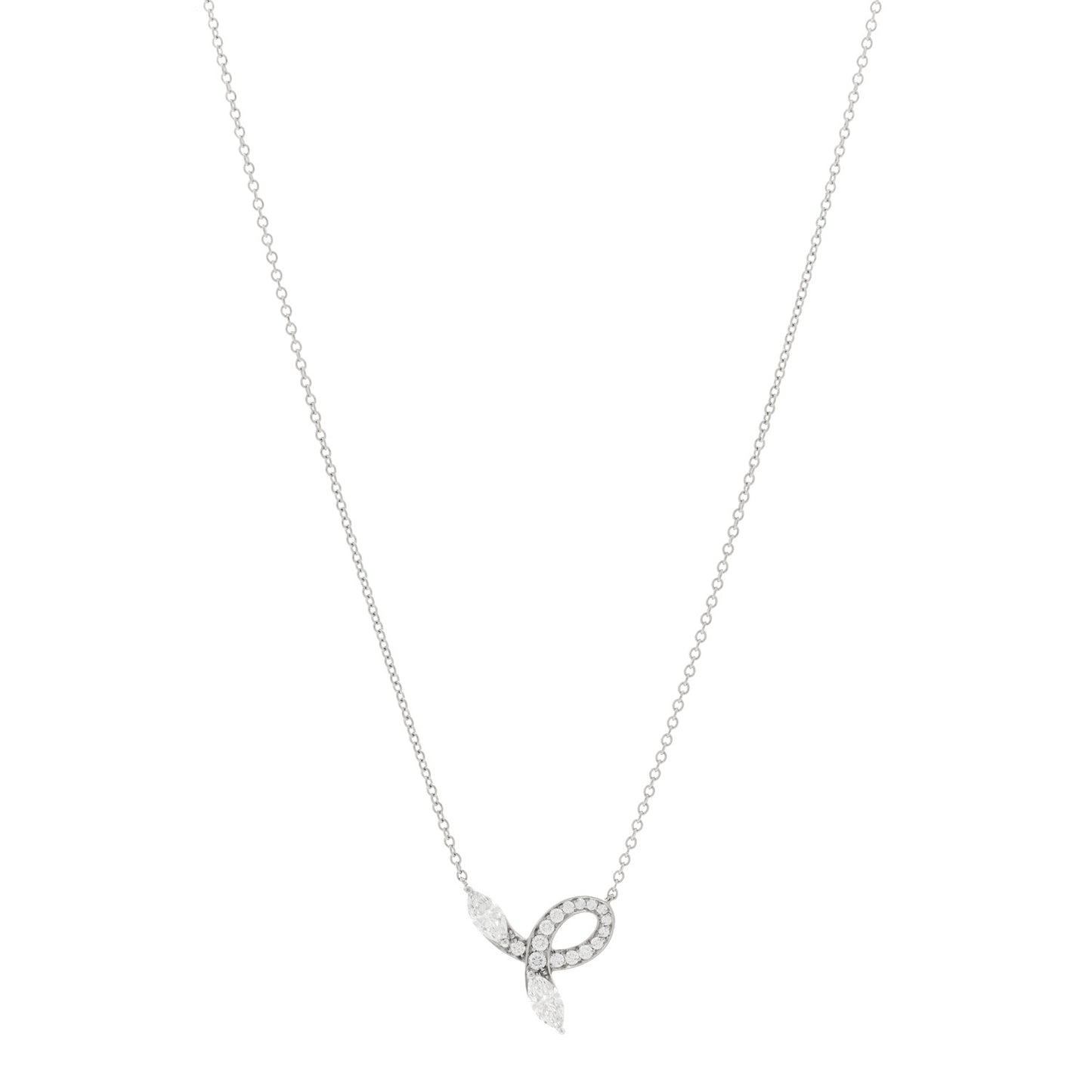 Platinum Diamond Victoria Bow Necklace