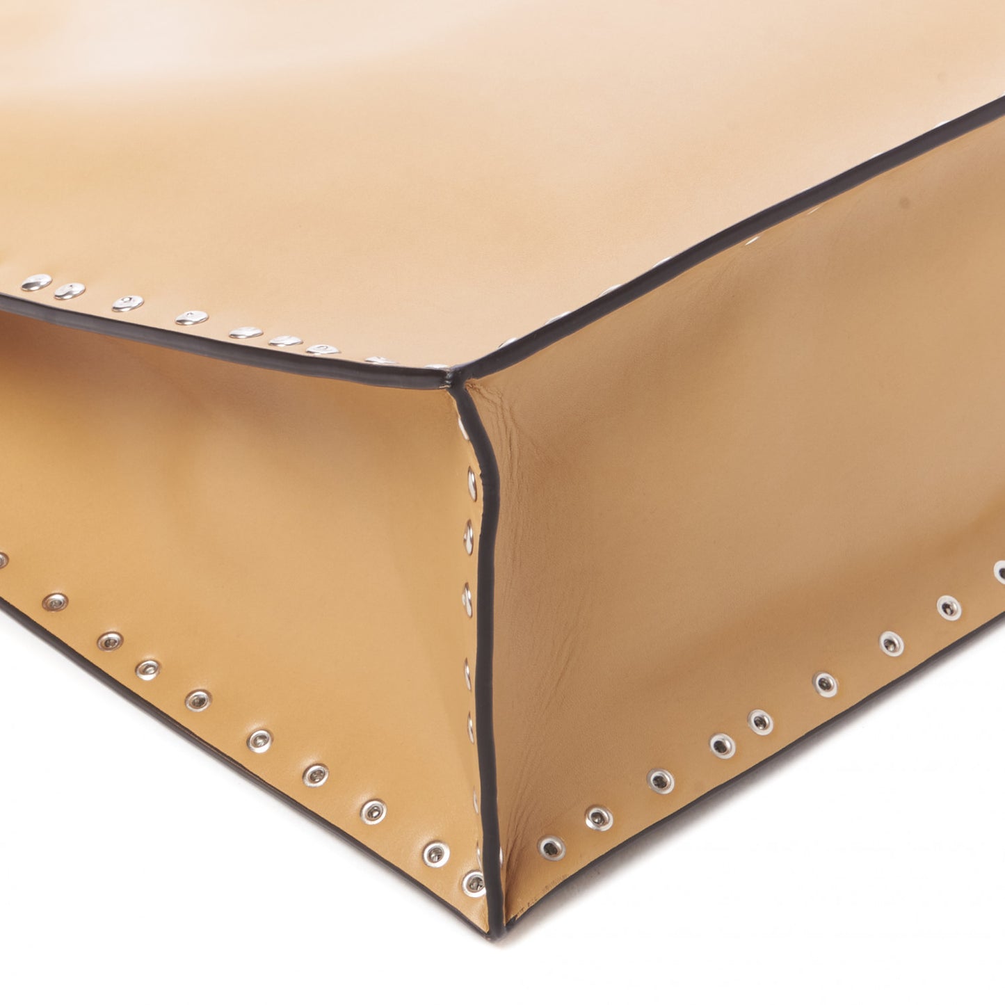 Satinated Natural Calfskin Large Studs Vertical Cabas Sand