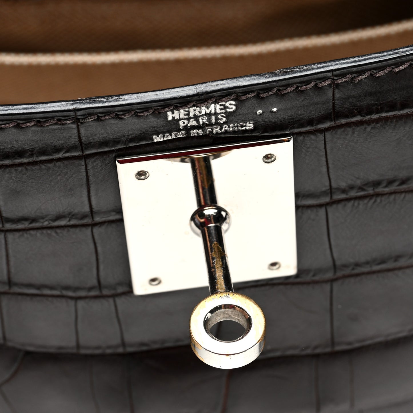 Matte Niloticus Crocodile Kelly Retourne 28 Havane