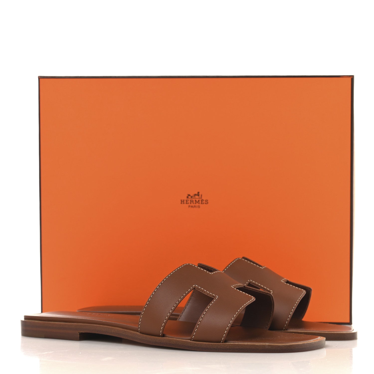 Hermes Box Calfskin Oran Sandals 38 Gold 10 of 10