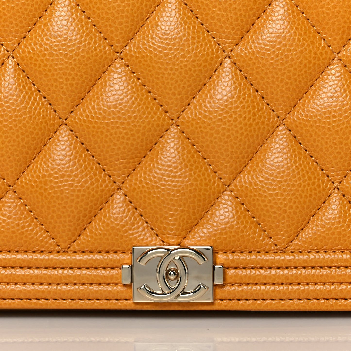 Caviar Quilted Boy Wallet On Chain WOC Yellow