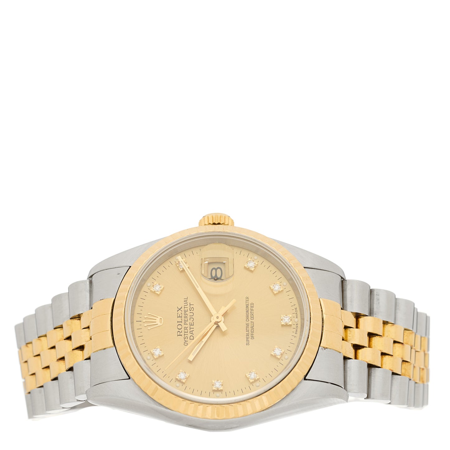 Stainless Steel 18K Yellow Gold Diamond 36mm Oyster Perpetual Datejust Watch Champagne 16233