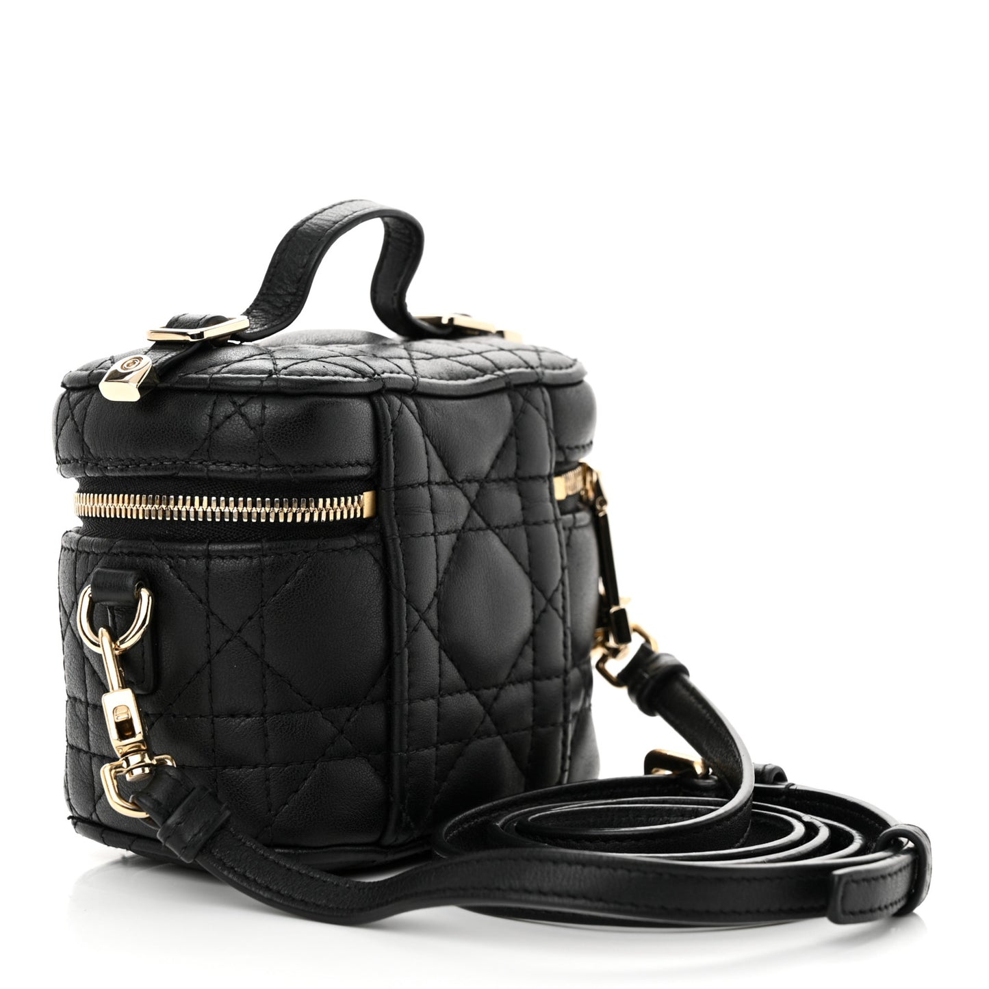 Lambskin Cannage Micro Lady Dior Vanity Case Black