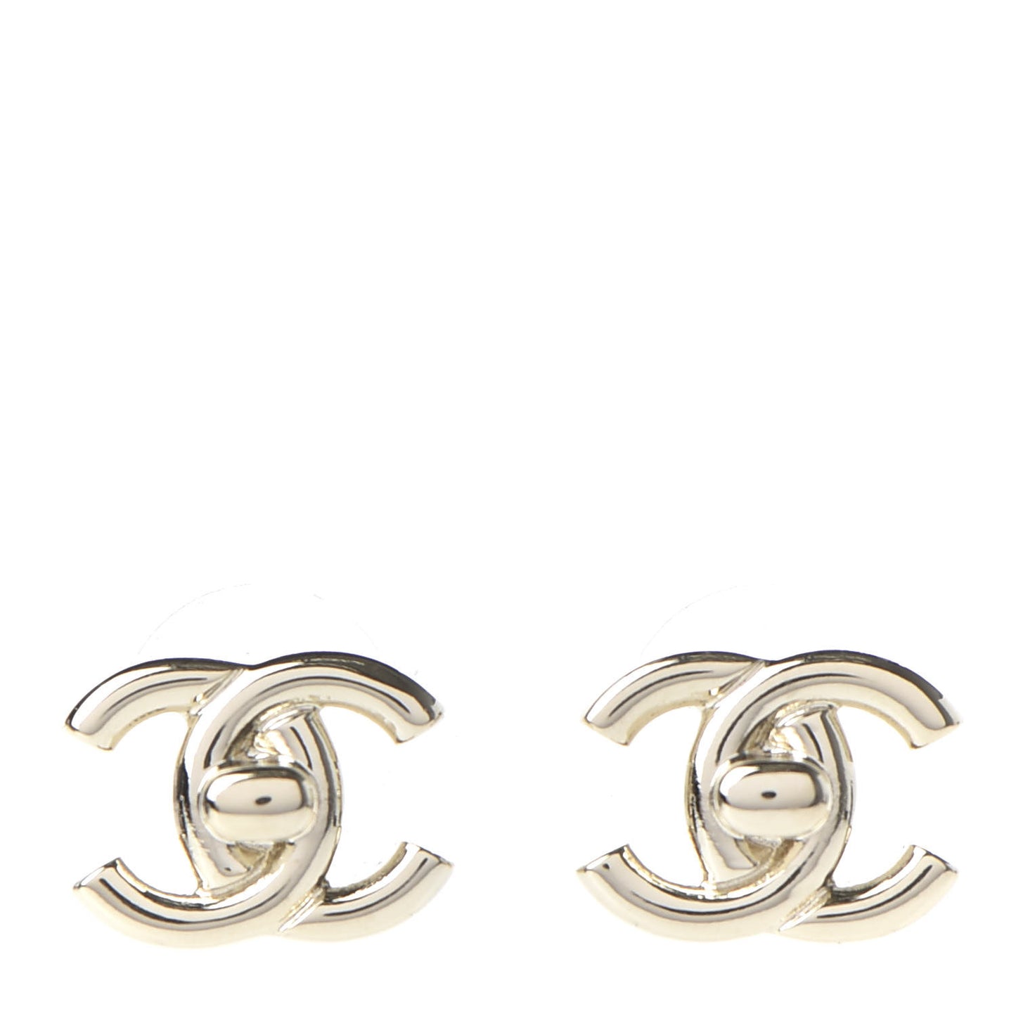 Metal CC Turnlock Earrings Gold