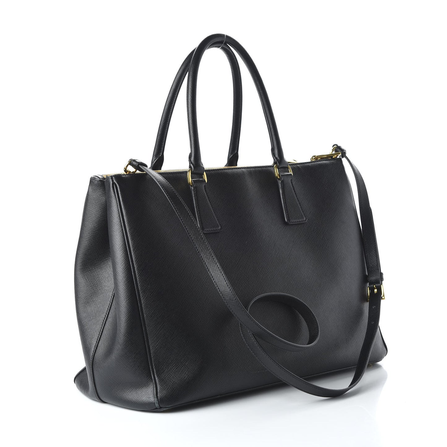 Saffiano Large Galleria Double Zip Tote Black