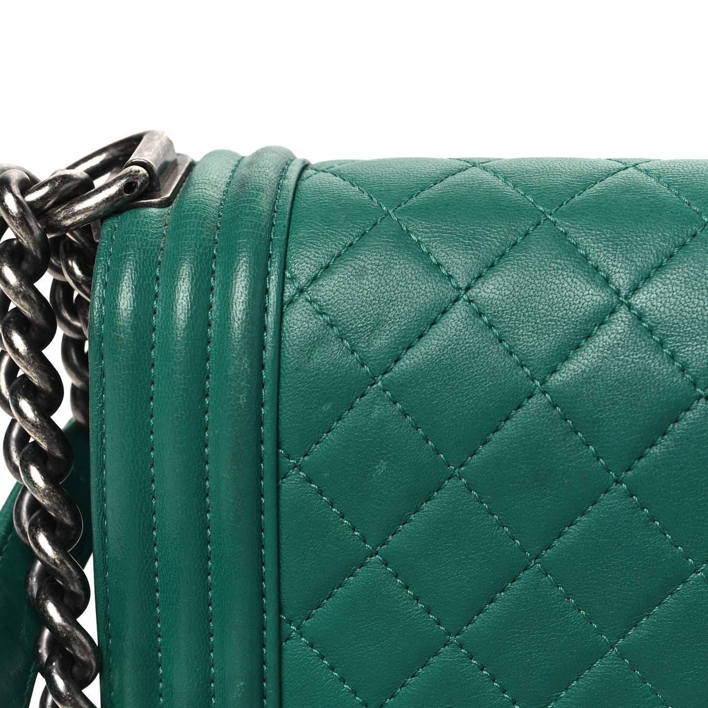 Lambskin Quilted Small Boy Flap Green