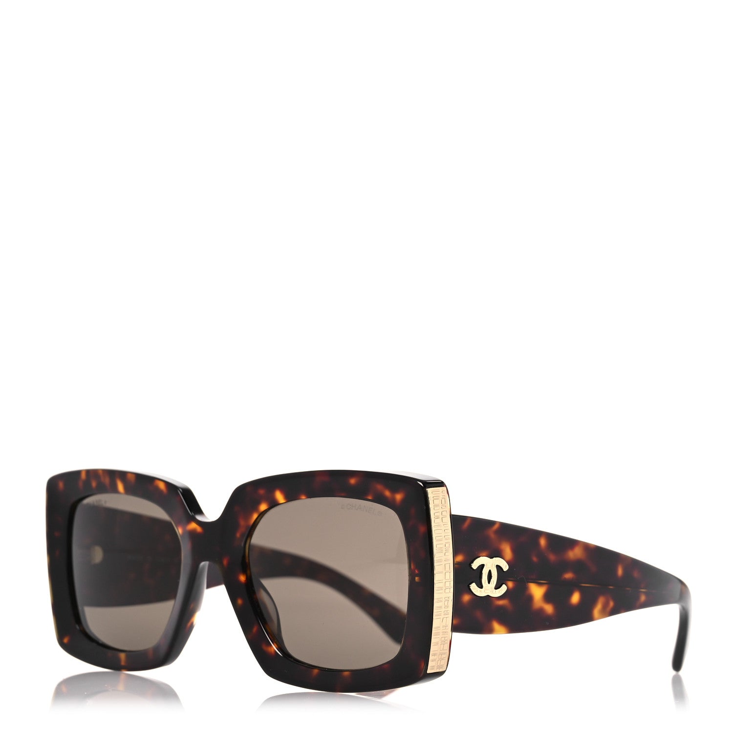 Chanel Acetate Rectangle Sunglasses 5435-A Tortoise 1 of 7