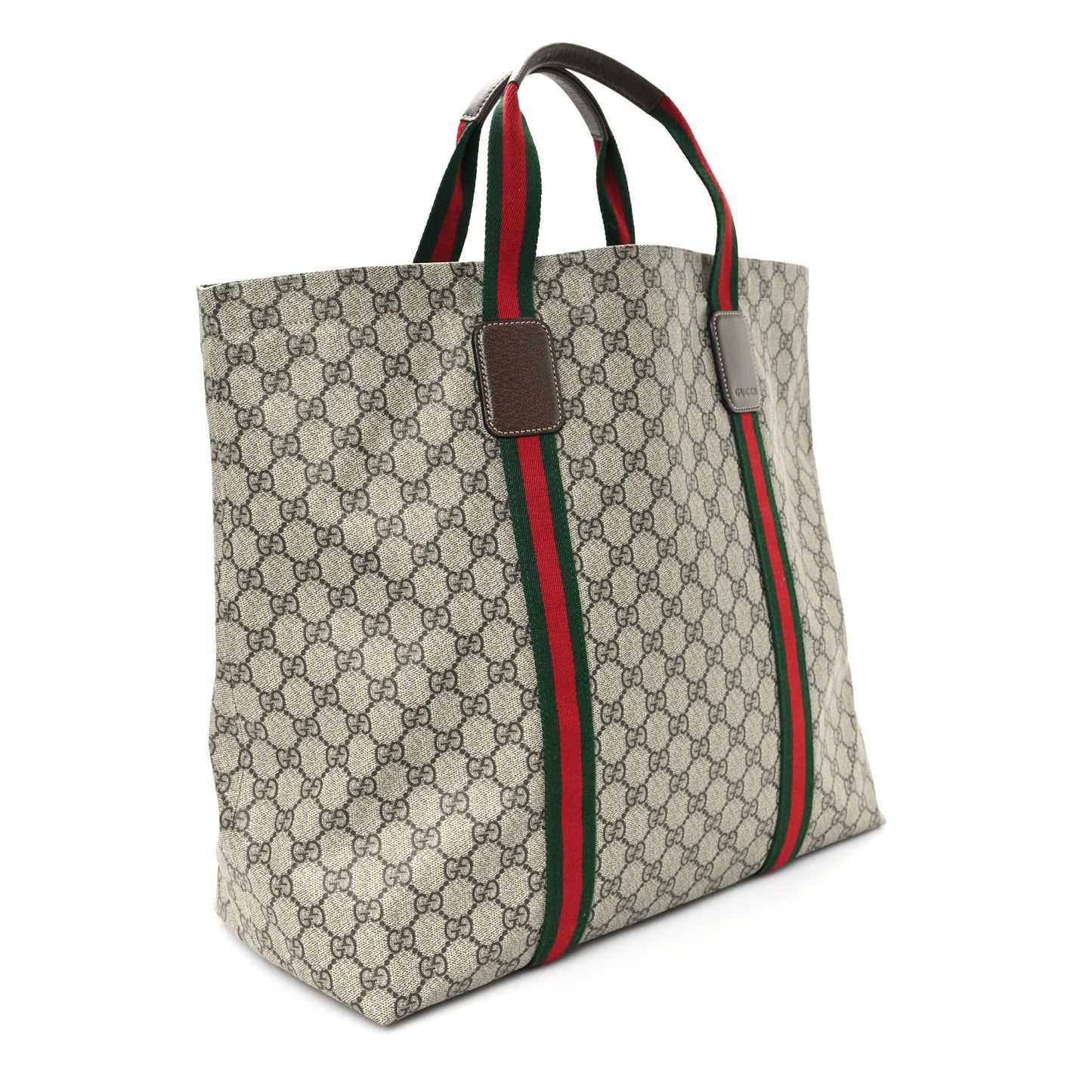 Tender GG Supreme Monogram Textured Dollar Calfskin Web Tote Beige Ebony New Acero