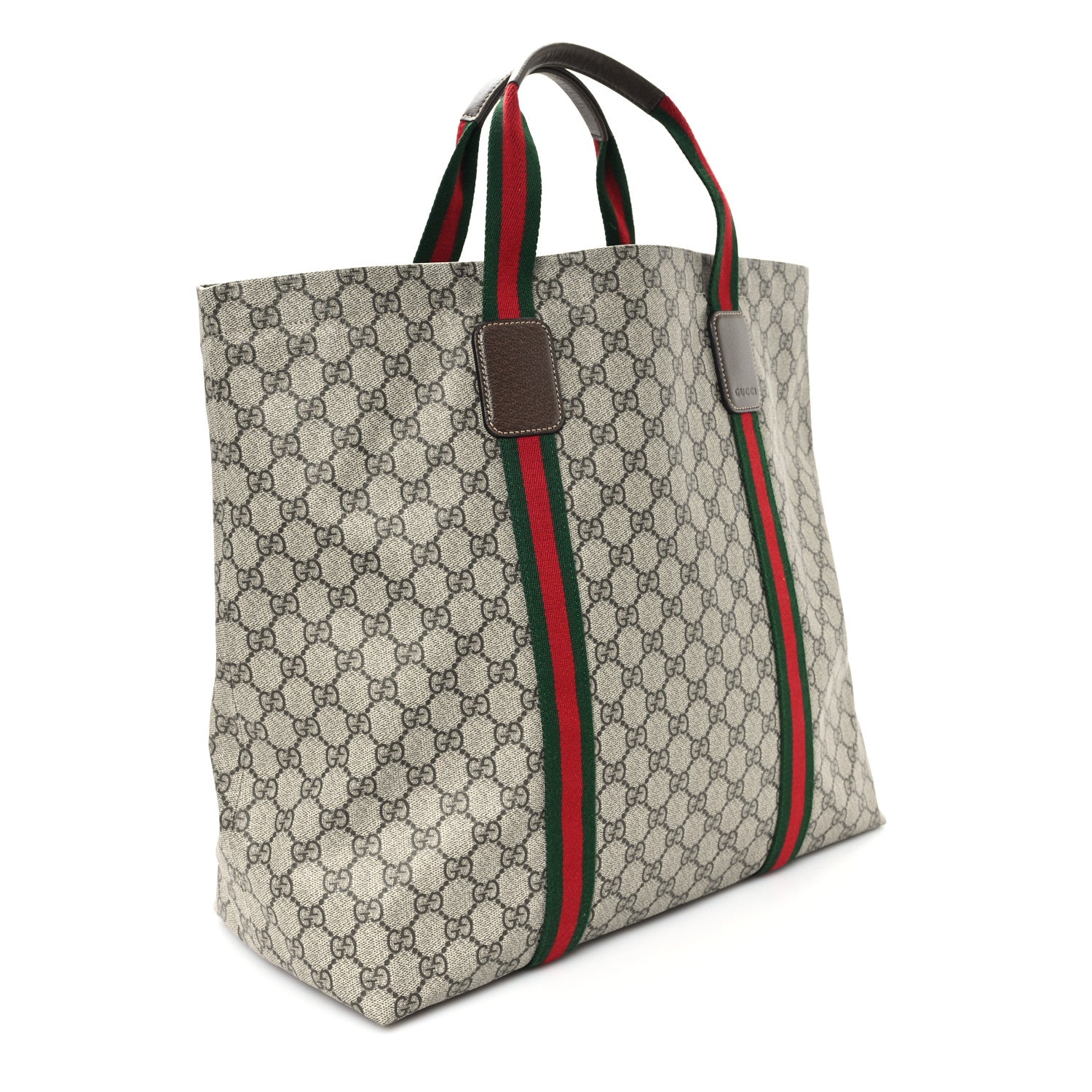 Gucci Tender GG Supreme Monogram Textured Dollar Calfskin Web Tote Beige Ebony New Acero 3 of 10