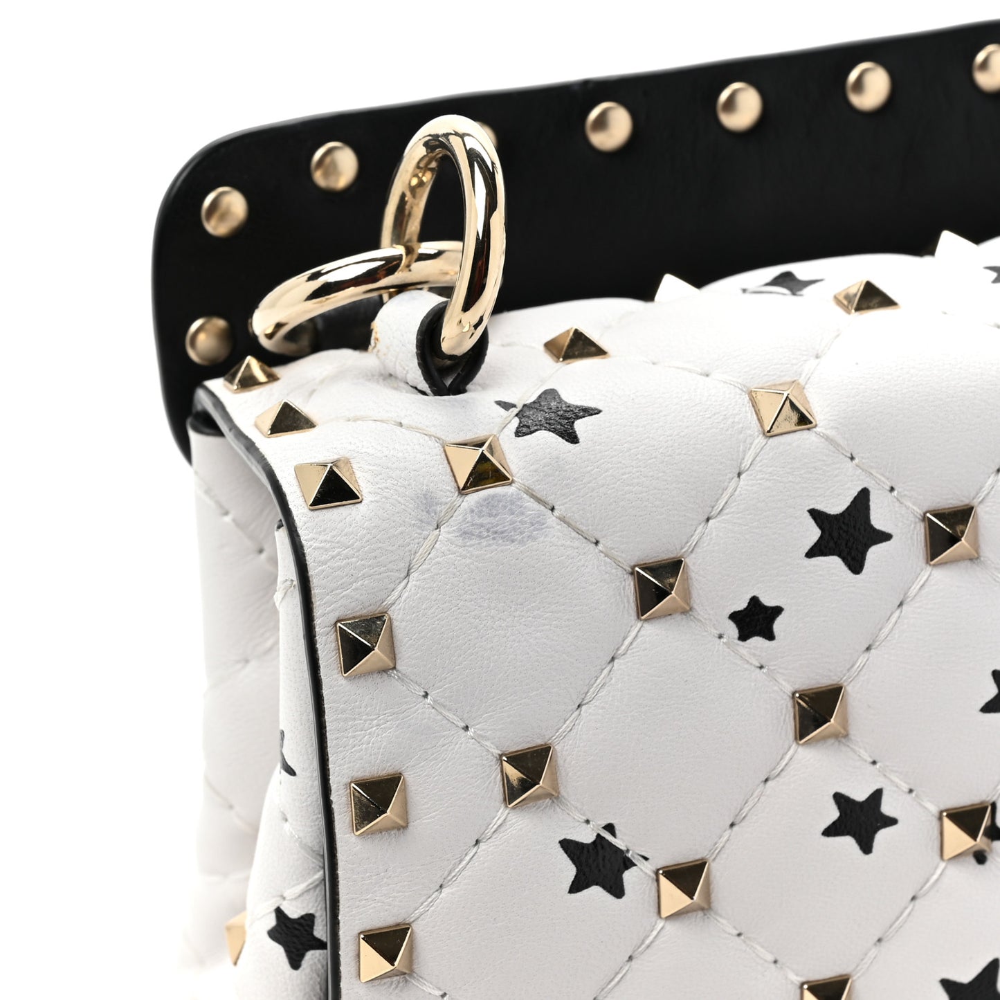 Lambskin Medium Star Rockstud Spike Shoulder Bag White Pink