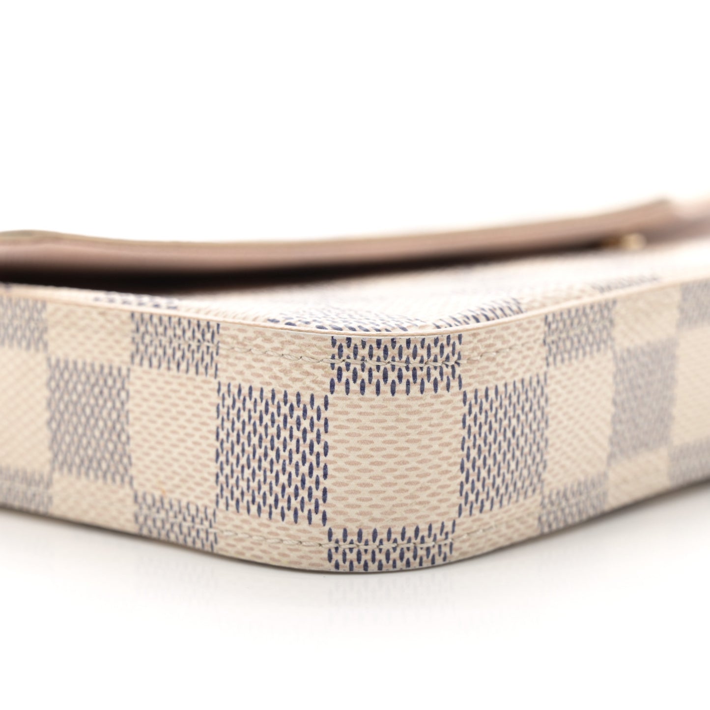 Damier Azur Pochette Felicie Chain Wallet Rose Ballerine