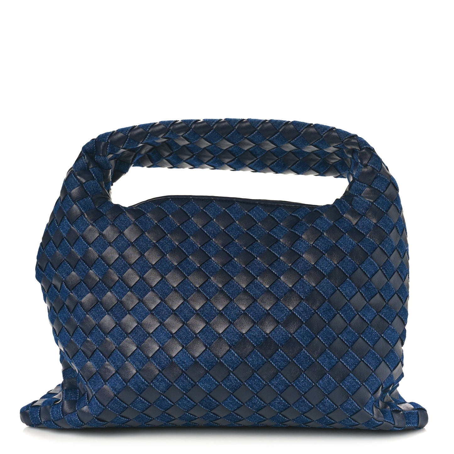Denim Calfskin Intrecciato Small Hop Abyss Indigo