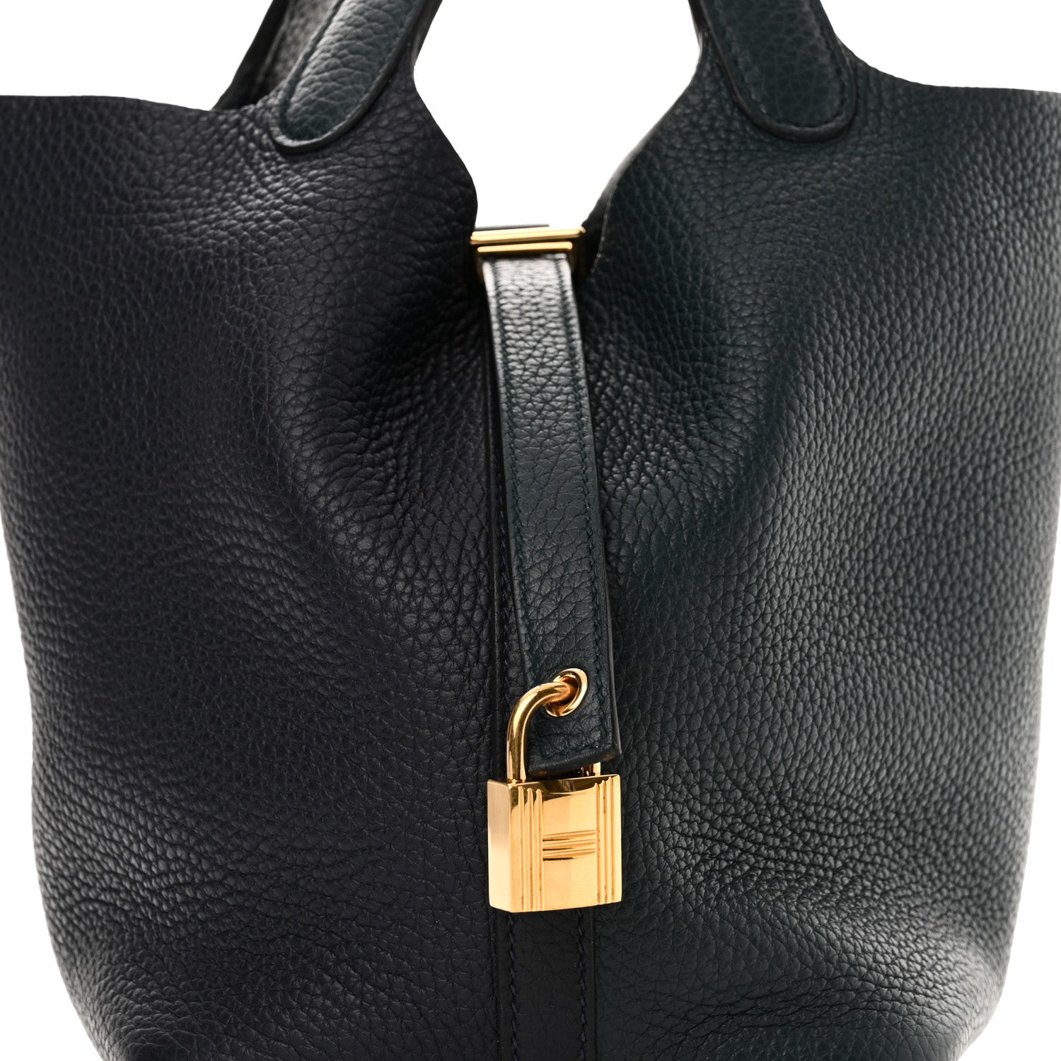Hermes Taurillon Clemence Casaque Picotin Lock 18 PM Bleu Nuit Vert Bosphore 8 of 10