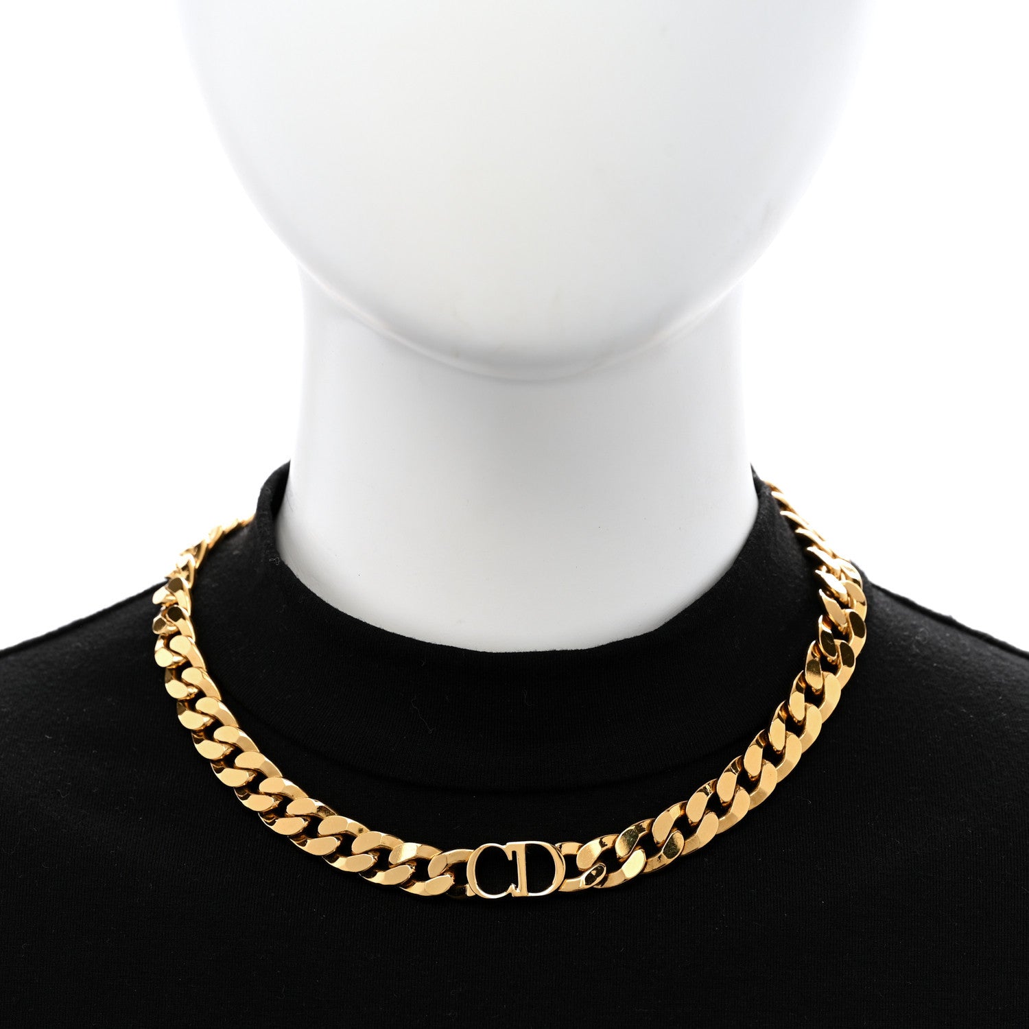 Christian Dior Metal CD Choker Necklace Gold 2 of 6