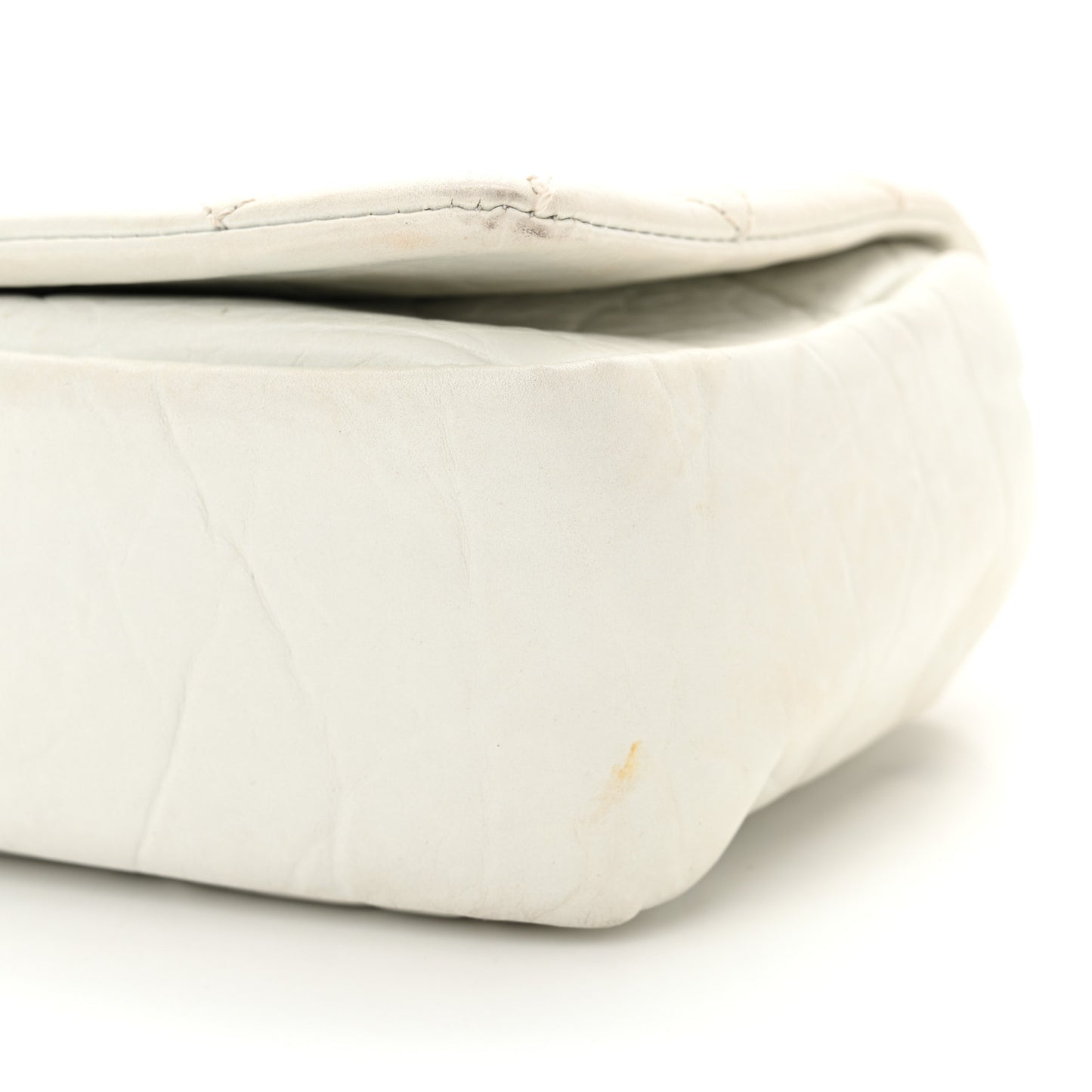 Aged Calfskin Quilted Medium Pondichery Flap White