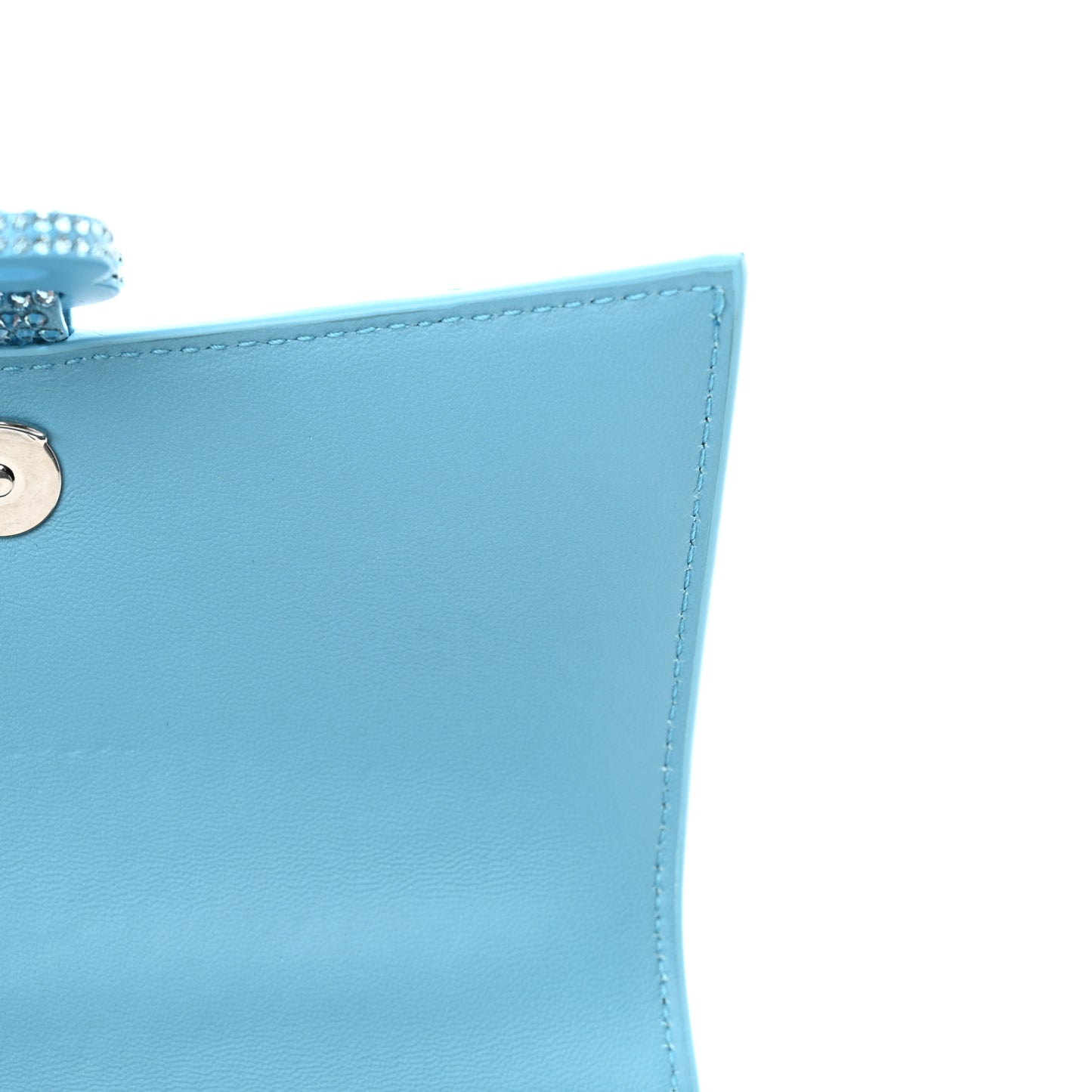 Strass Suede Hourglass Top Handle Bag XS Light Blue