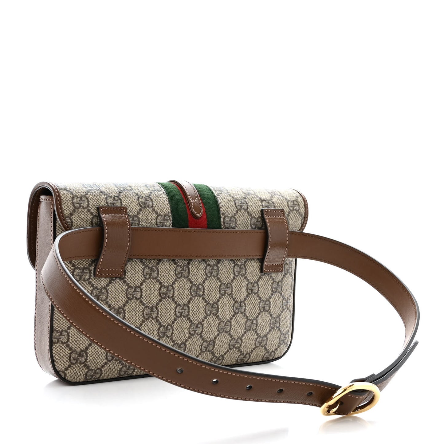 GG Supreme Monogram Azalea Calfskin Web Jackie 1961 Belt Bag 80 32 Beige Ebony Brown Sugar