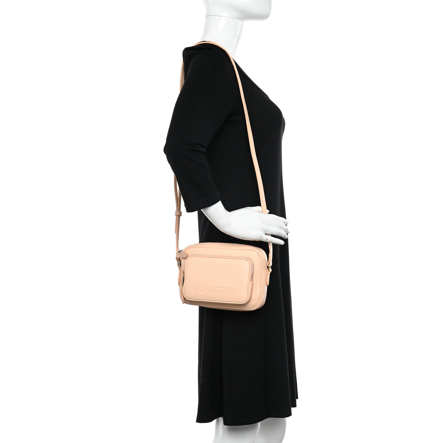 Grained Calfskin Small Camera Bag Peach Pink