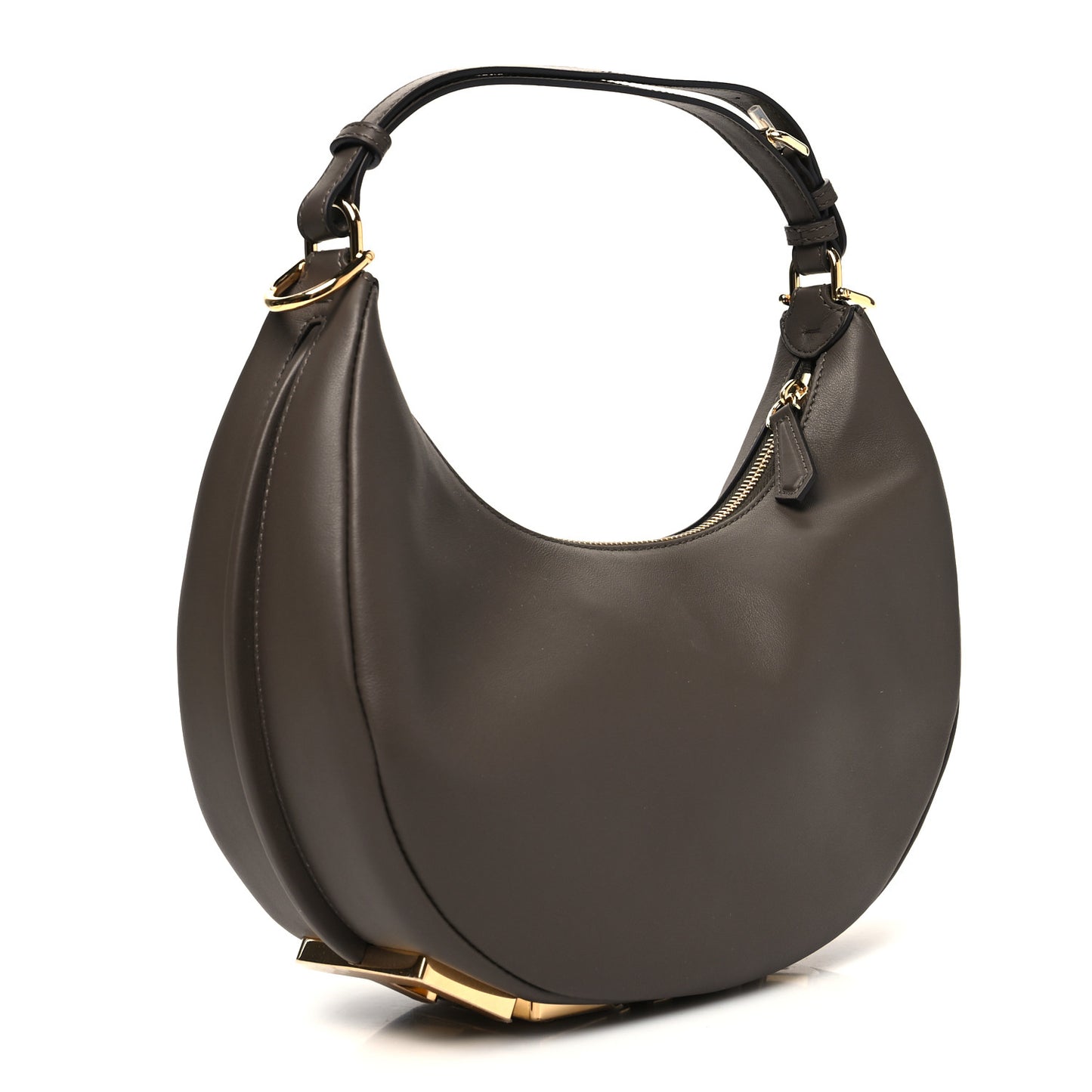 Vitello Grace Matte Small Fendigraphy Hobo Bag Dark Coffee