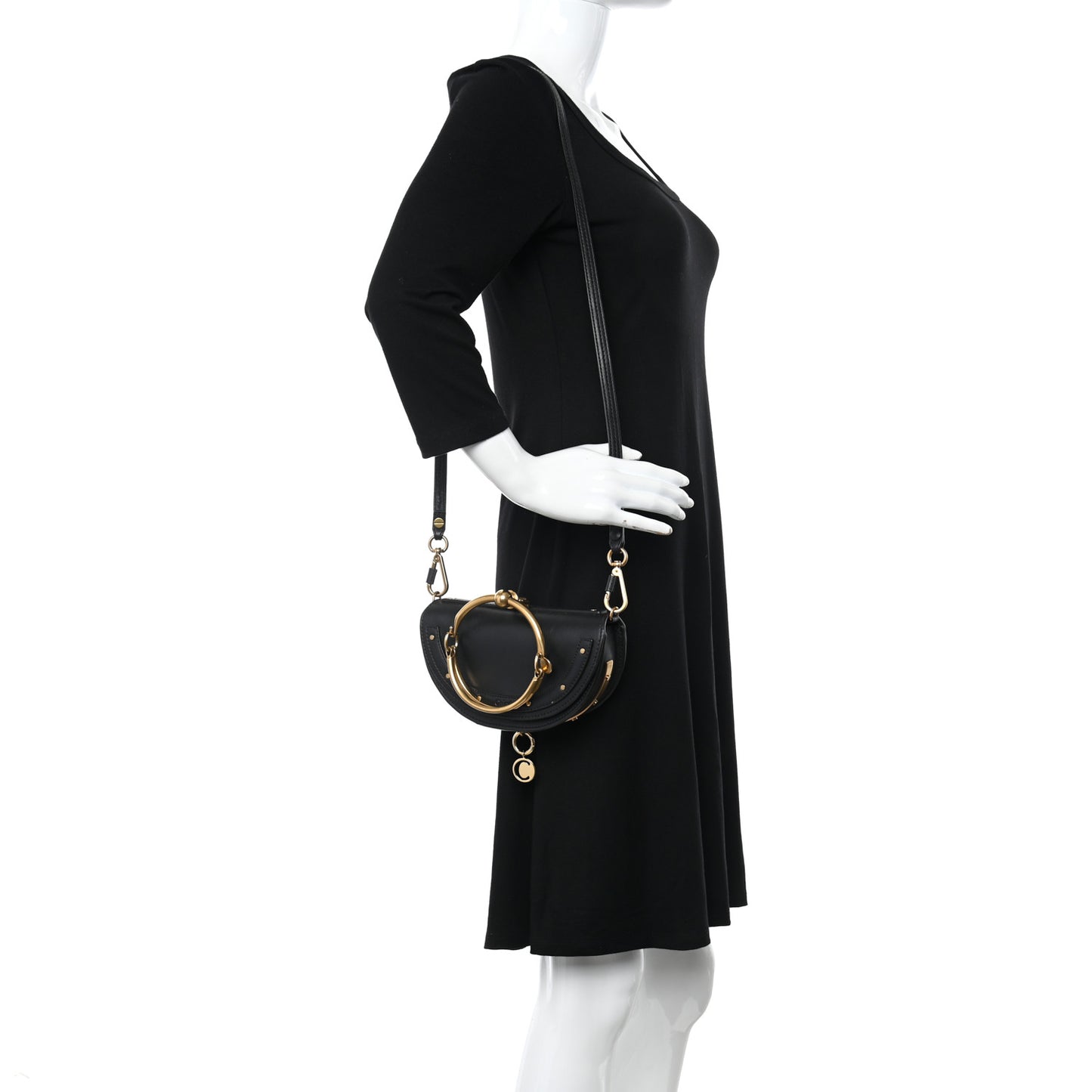 Calfskin Small Nile Bracelet Minaudiere Bag Black
