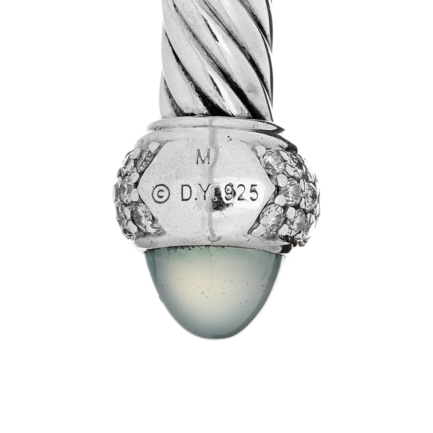 Sterling Silver Diamond Chalcedony 5mm Cable Classics Bracelet
