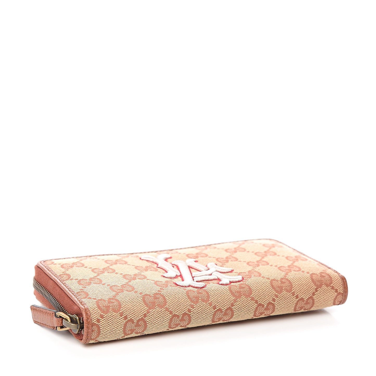 X MLB GG Monogram LA Dodgers Zip Around Wallet Beige Ruggine Ivory