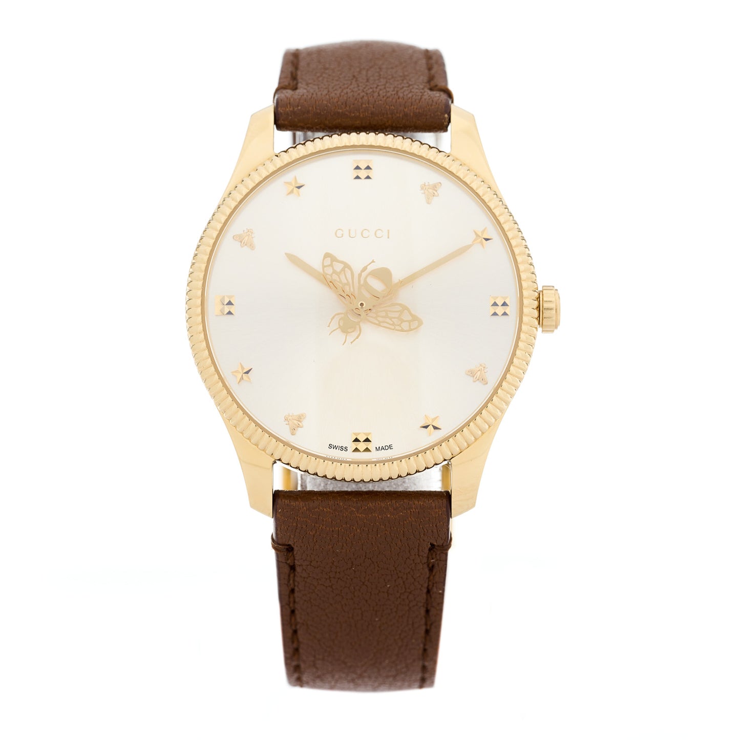 Stainless Steel Calfskin 36mm G-Timeless Bee Quartz Watch Gold