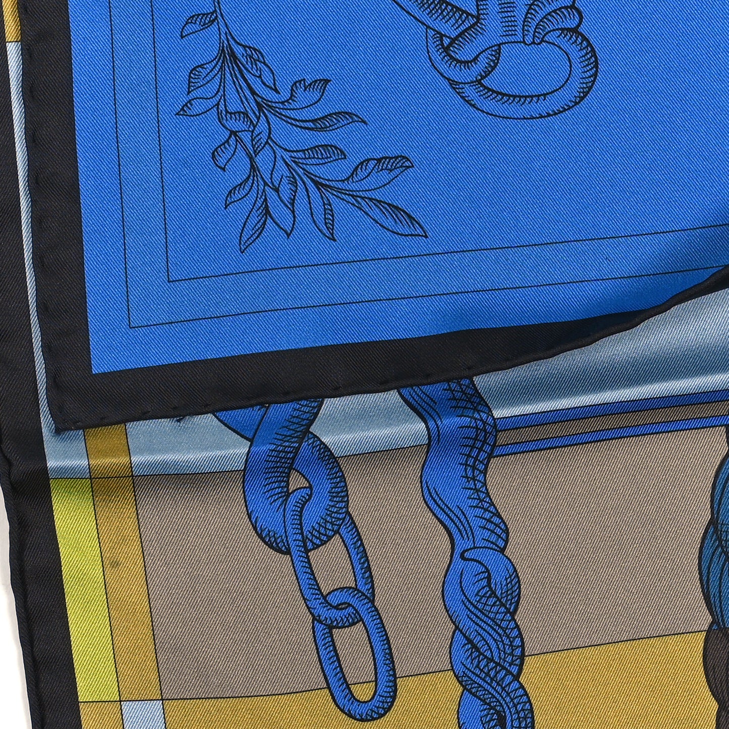 Silk Double Face Della Cavalleria Finesse Scarf 90 Bleu Gold Taupe