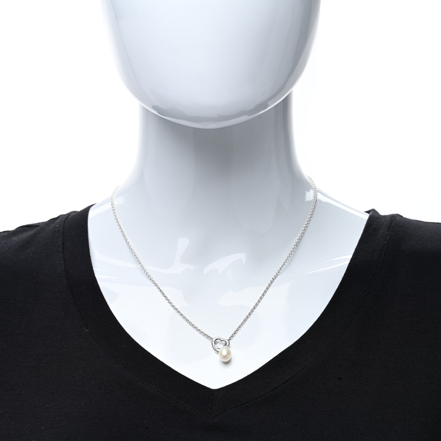 Sterling Silver Pearl 7.5-8mm Elsa Peretti Open Heart Lariat Necklace