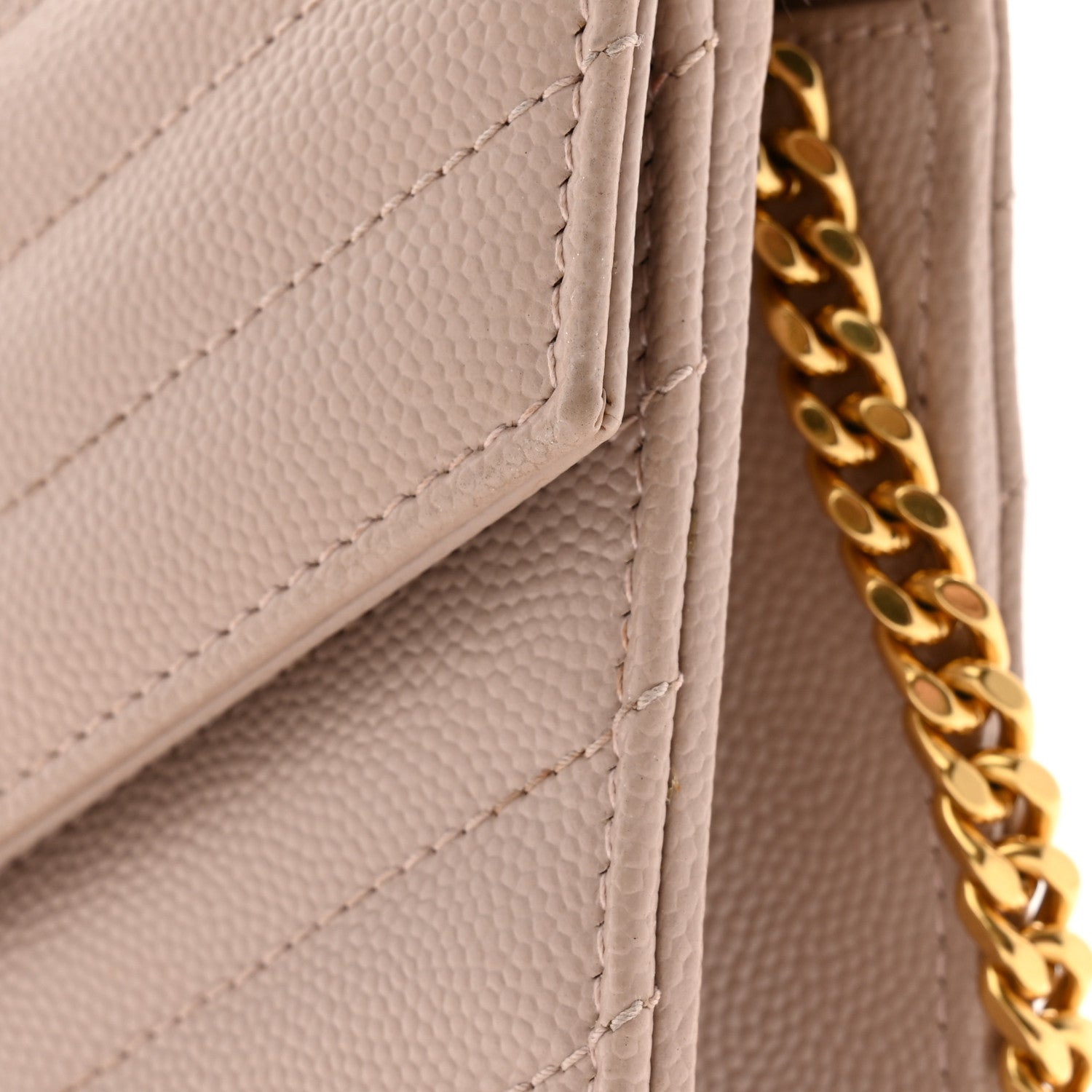 Saint Laurent Grain De Poudre Matelasse Chevron Monogram Envelope Chain Wallet Pale Pink 10 of 11