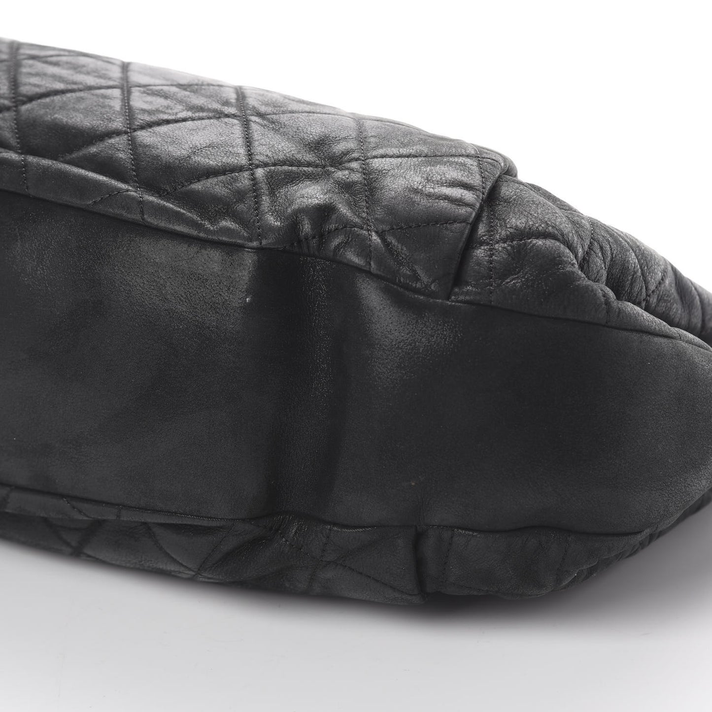 Iridescent Calfskin Chic Quilt Accordion Flap Bag Black