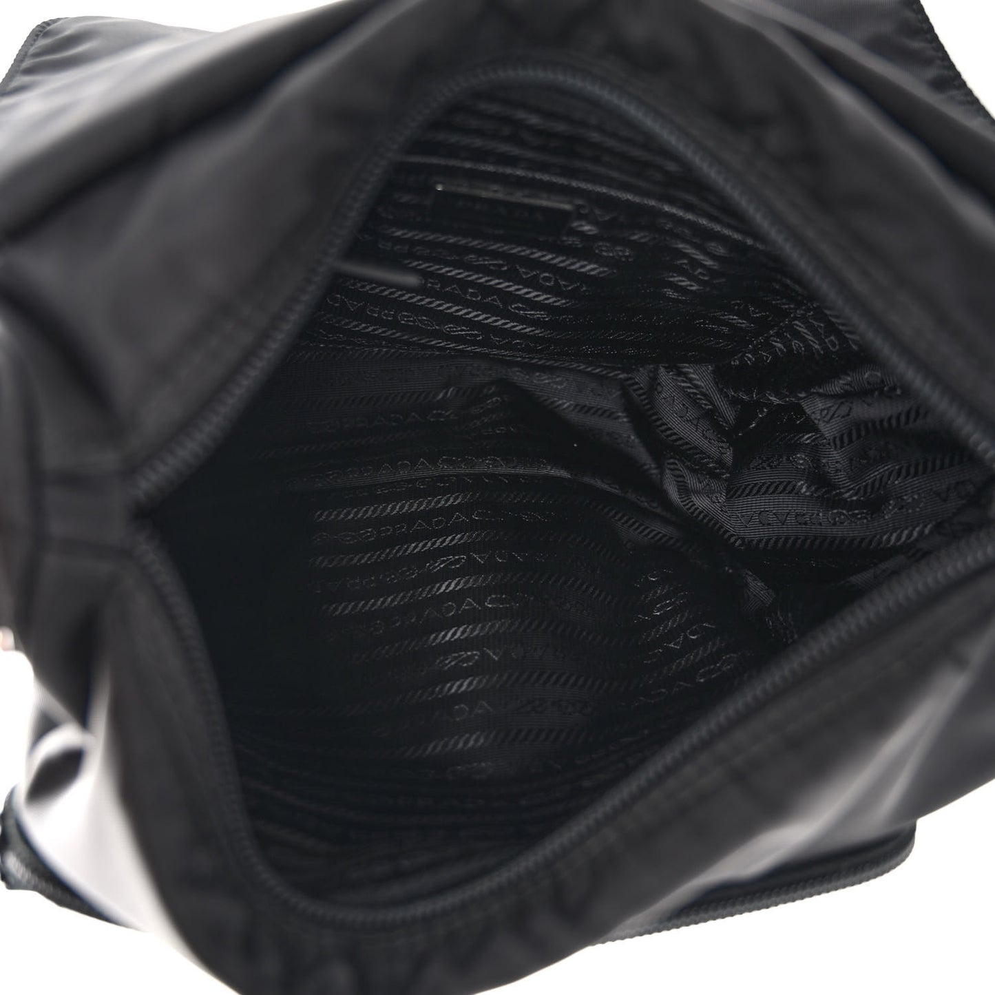 Re-Nylon Vela Saffiano Pocket Single Buckle Messenger Shoulder Bag Black