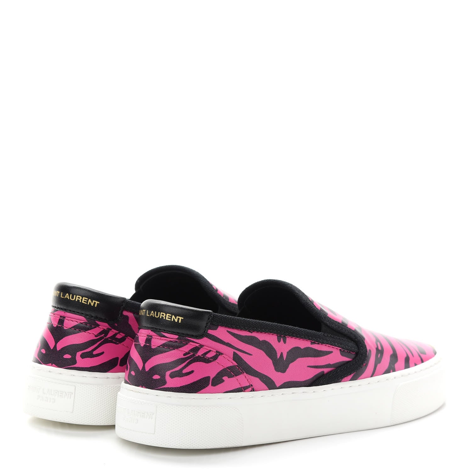 Saint Laurent Nappa Zebra Womens Venice Slip On Sneakers 38 Fuchsia Black 4 of 8