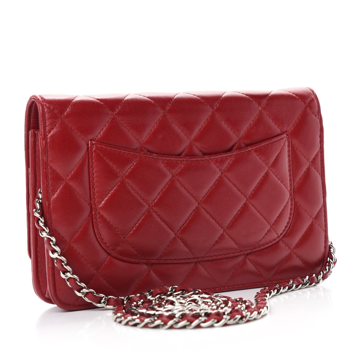 Lambskin Quilted Wallet on Chain WOC Red