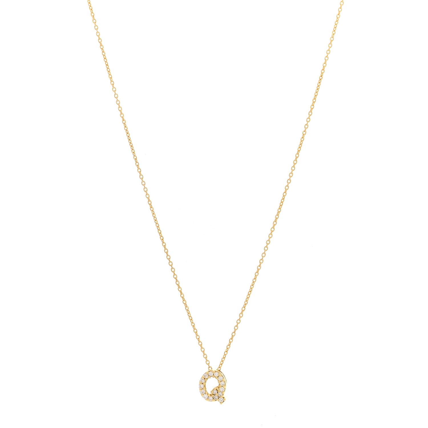 Roberto Coin 18K Yellow Gold Diamond Love Letter Q Pendant Necklace 1 of 4