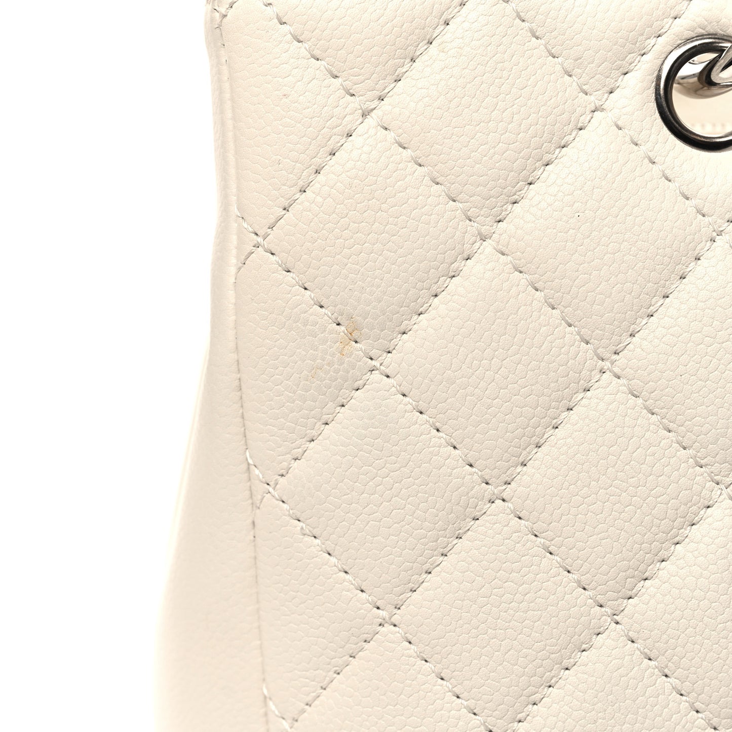 Caviar Quilted Grand Shopping Tote GST White