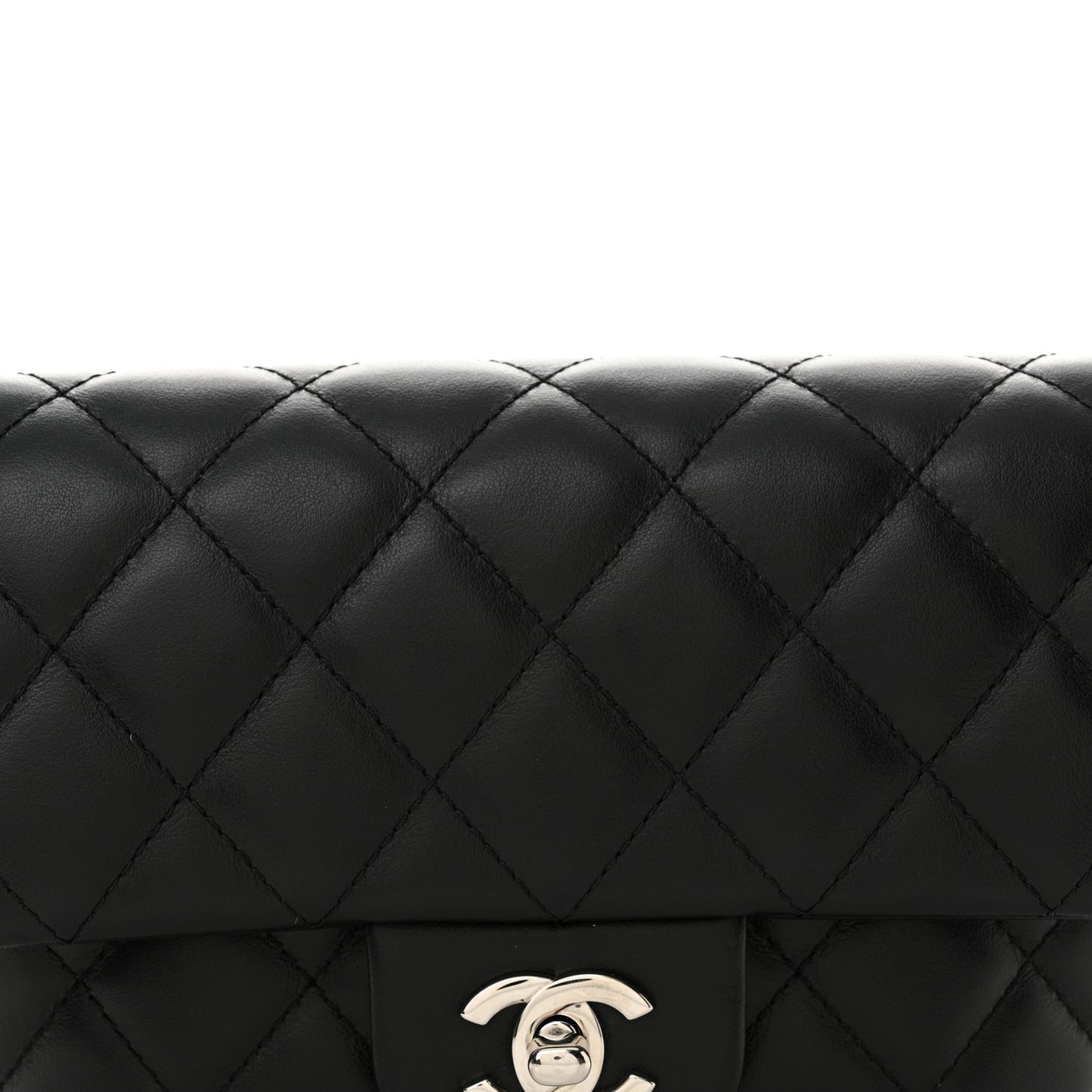 Calfskin Quilted CC Uniform Flap Belt Bag Black