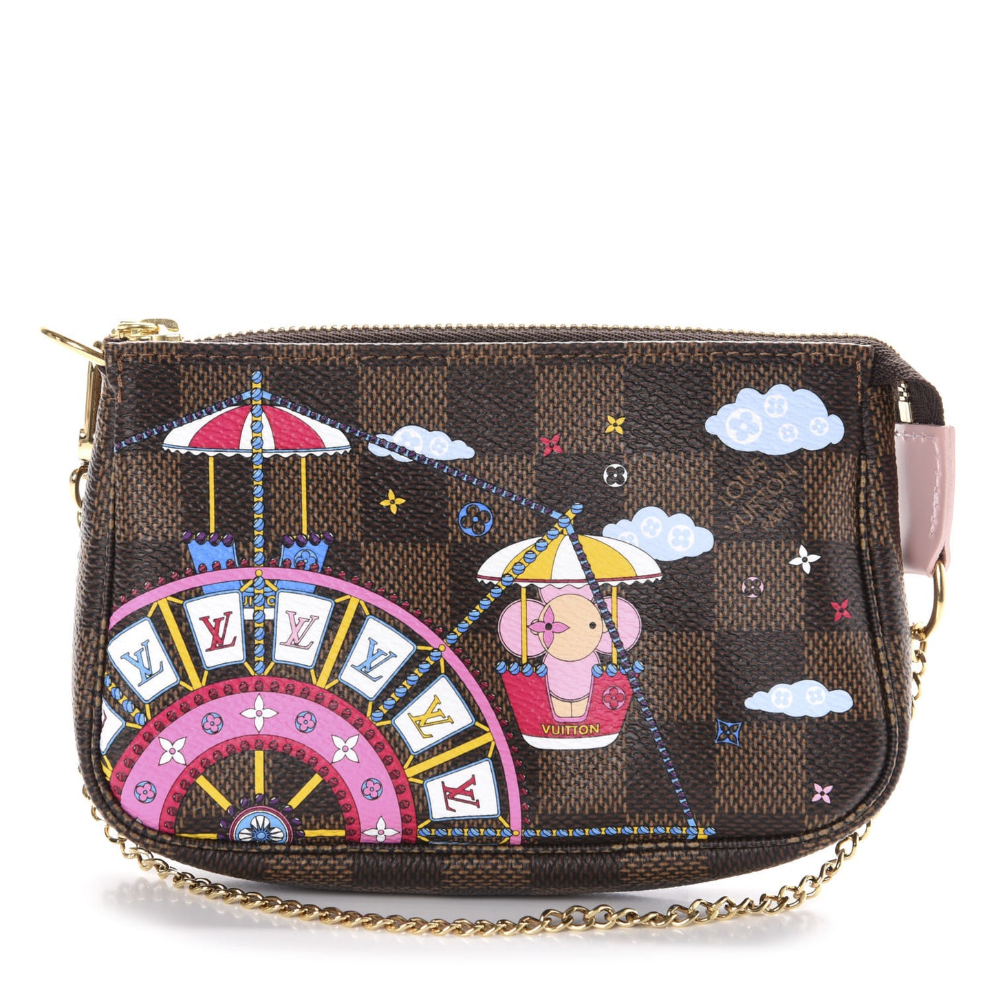 Damier Ebene 2020 Christmas Animation Big Wheel Mini Pochette Accessories Rose Ballerine