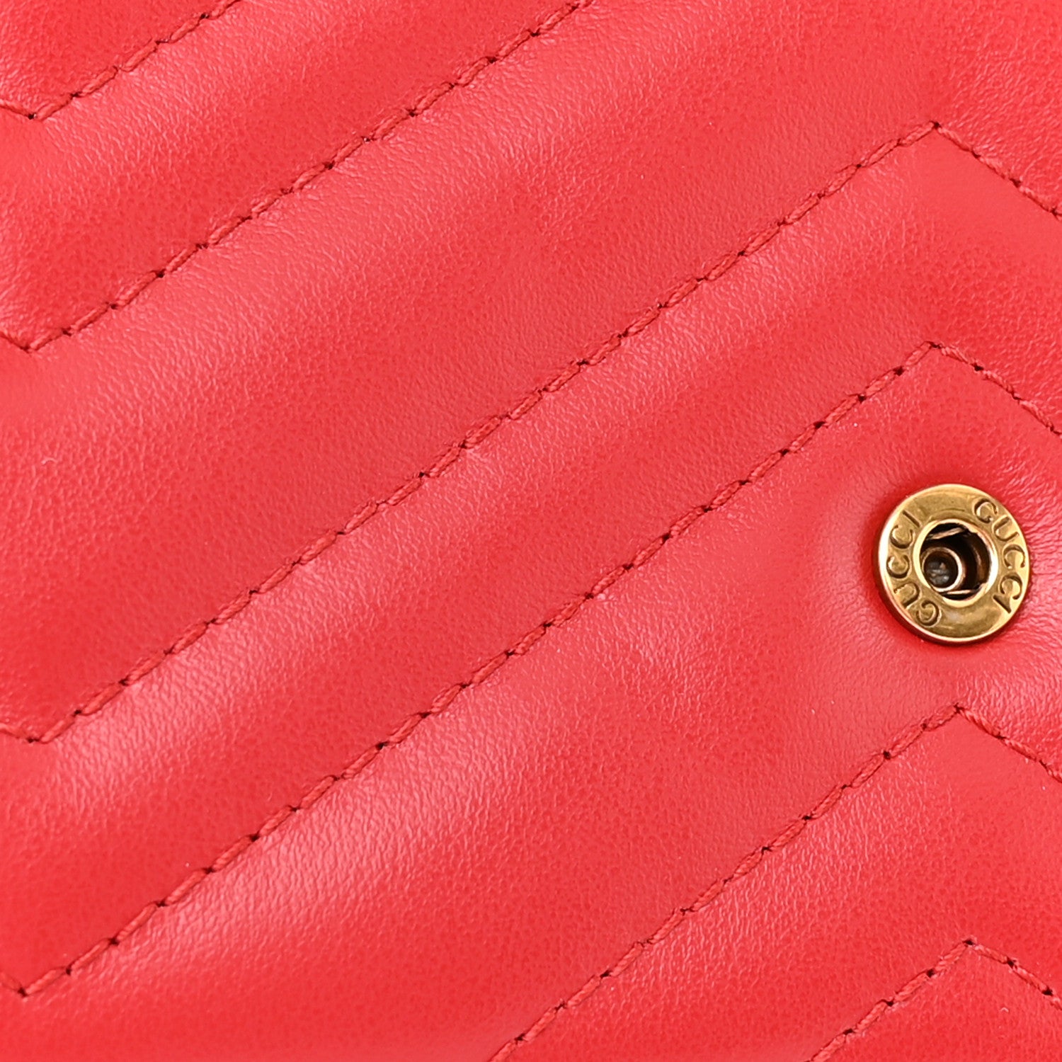 Gucci Calfskin Matelasse GG Marmont Chain Wallet Hibiscus Red 11 of 12