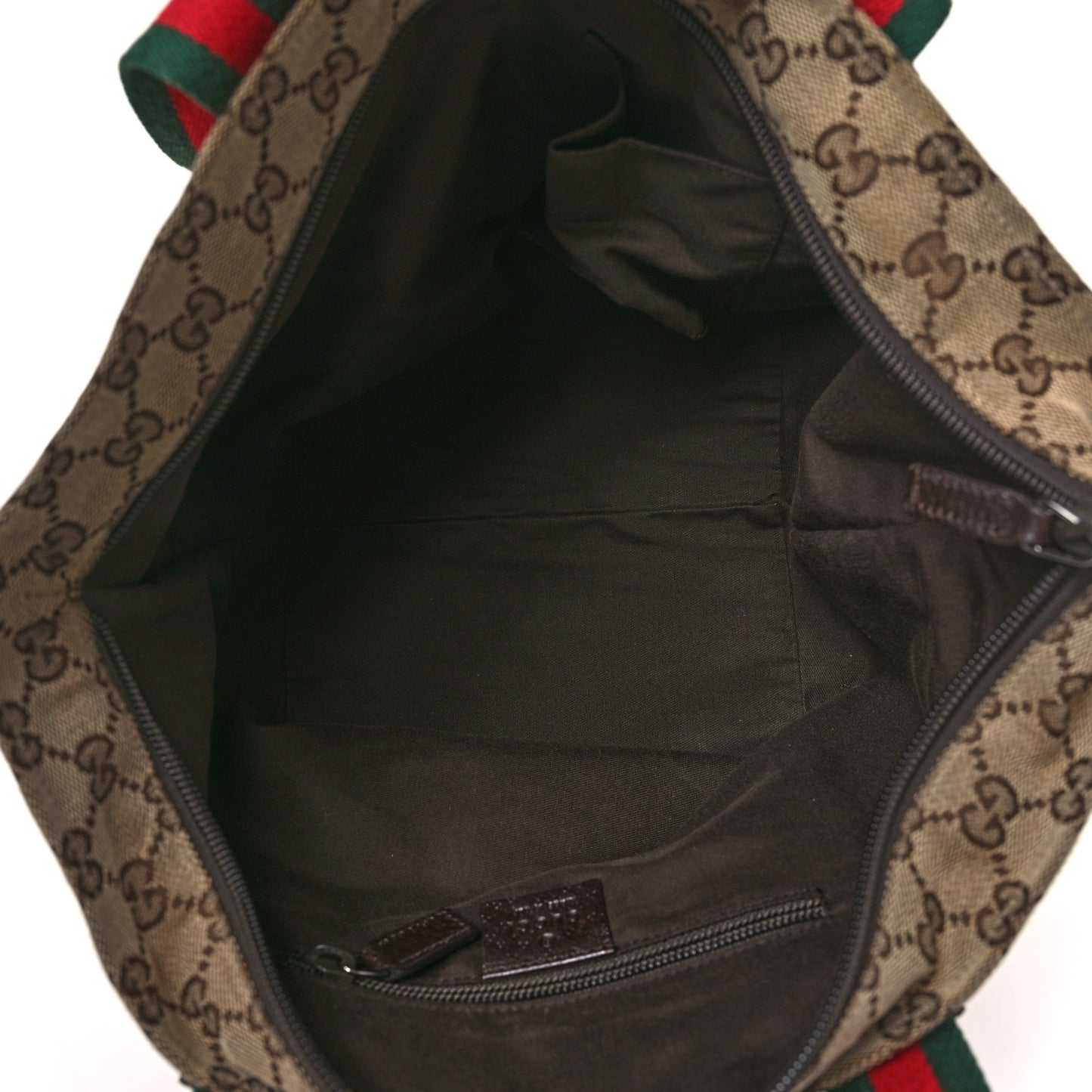 GG Monogram Small Web Handle Bucket Tote Dark Brown