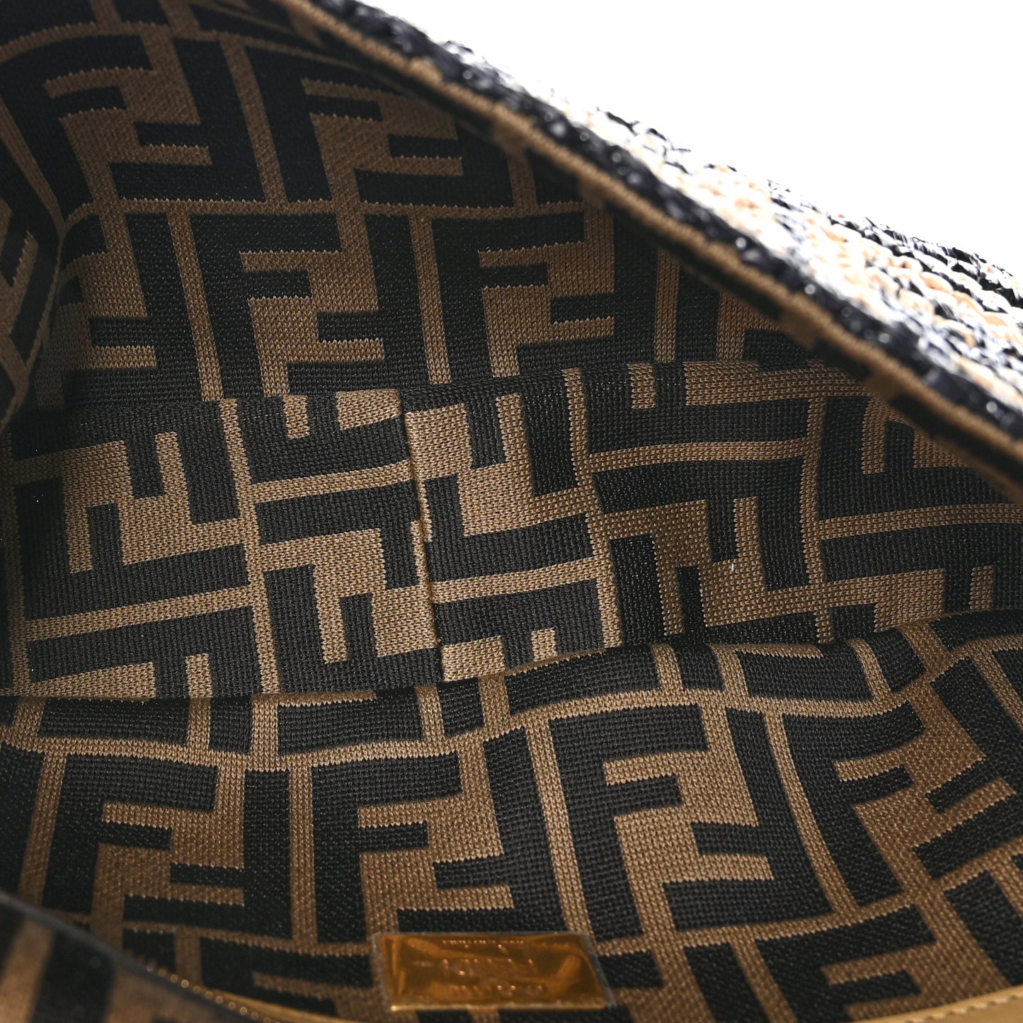 Raffia Vitello Grace FF Crochet Baguette Natural Black Paglia