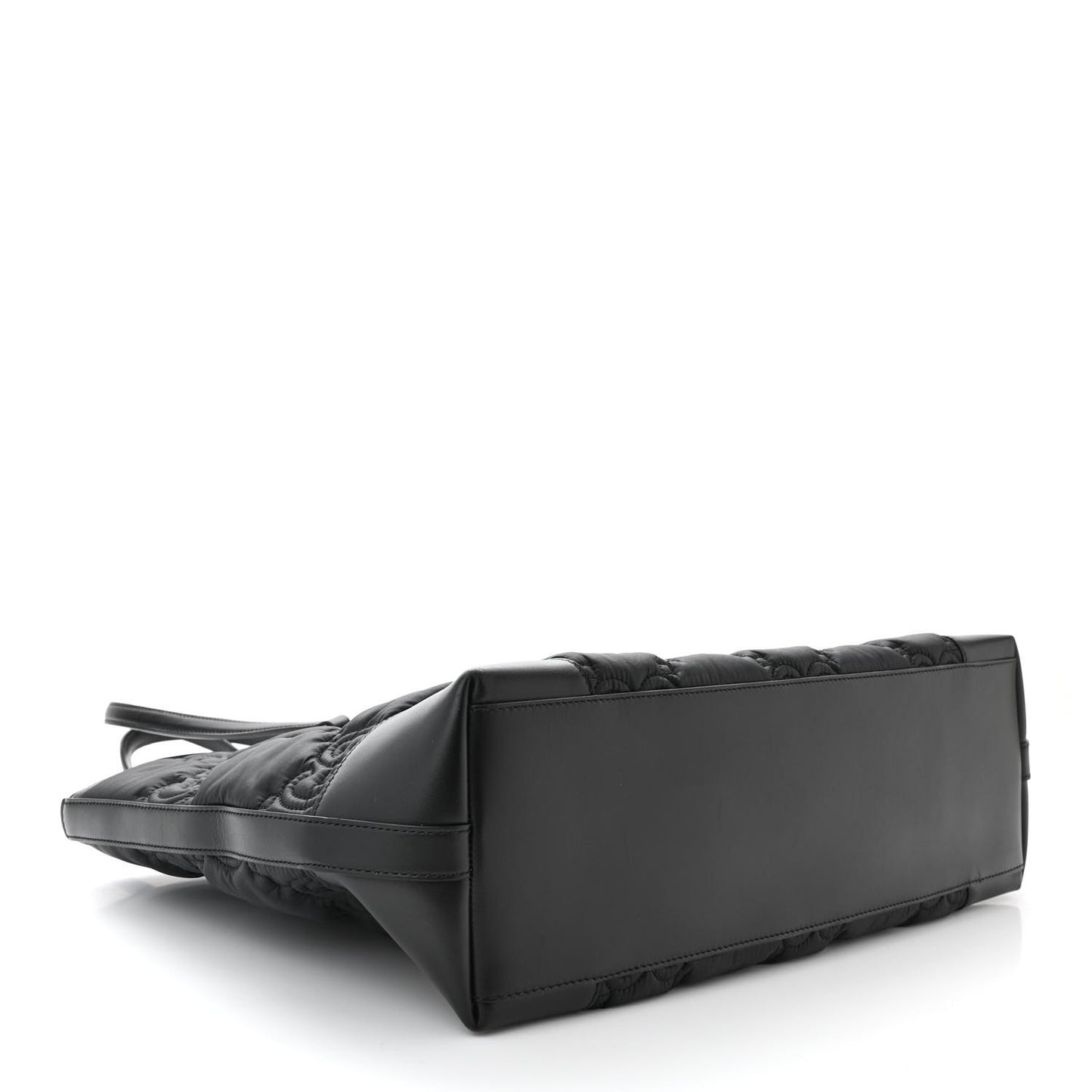 Nylon Calfskin Enamel GG Matelasse Medium Ophidia Shopping Bag Black