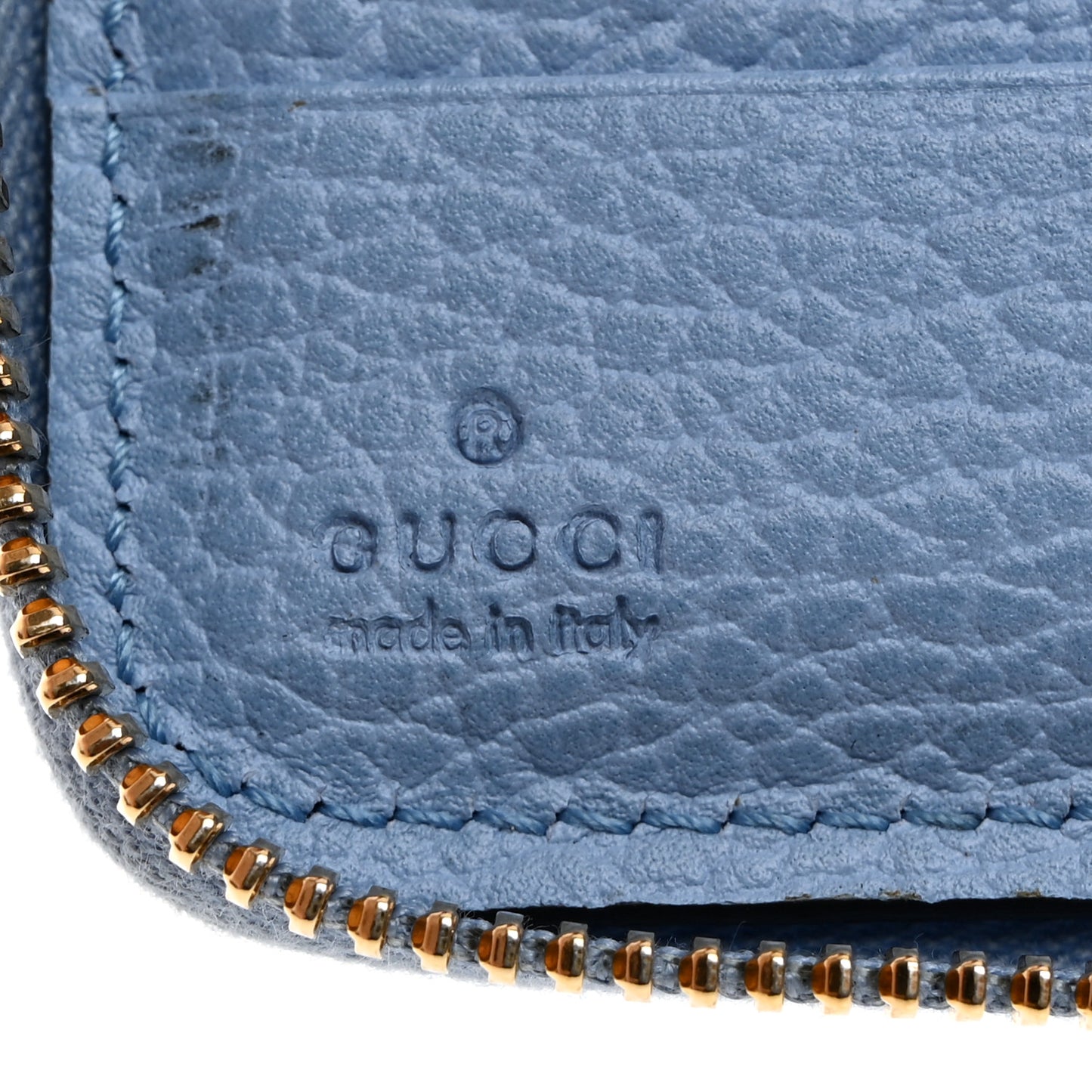 Dollar Calfskin Medium Swing Zip Around Wallet Light Blue